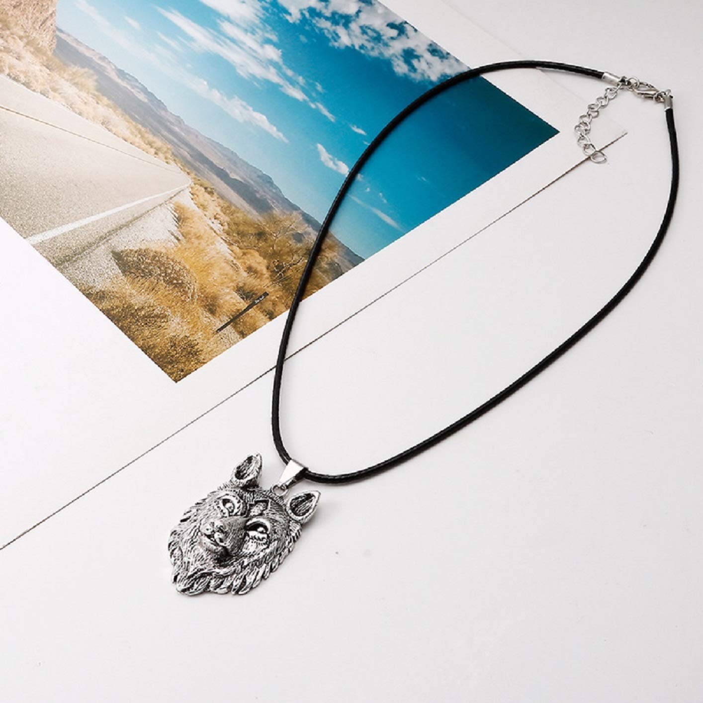 Wolf Necklace for Men - Silver Metal Alloy Viking Pendant with Leather Cord | Norse Amulet Jewelry for Outdoor Adventures & Spiritual Protection
