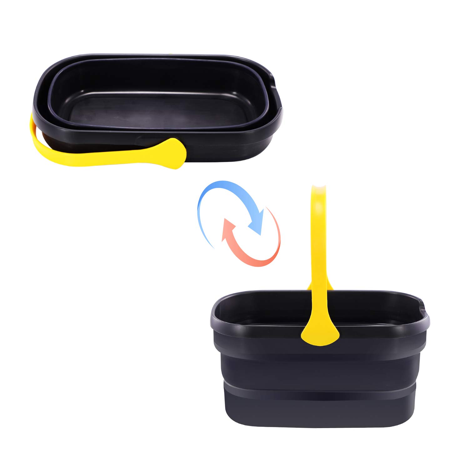 Yocada 10L (2.6 Gallon) Collapsible Plastic Mop Bucket - Foldable Cleaning Washing Basket for Sponge, Flat & Cotton Mops - Ideal for Home, Kitchen, Bathroom, and Outdoor Cleaning Tasks
