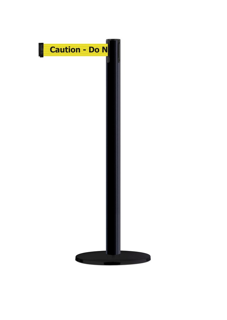 MARINEPOST-33-MAX-NO-YAX-C Black Marine Safety Post - 38 Inch Height, 2 Inch Width, 13 Foot Length with Yellow Caution 'Do Not Enter' Belt - Perfect for Dock Safety, Construction Zones & Hazard Area Marking