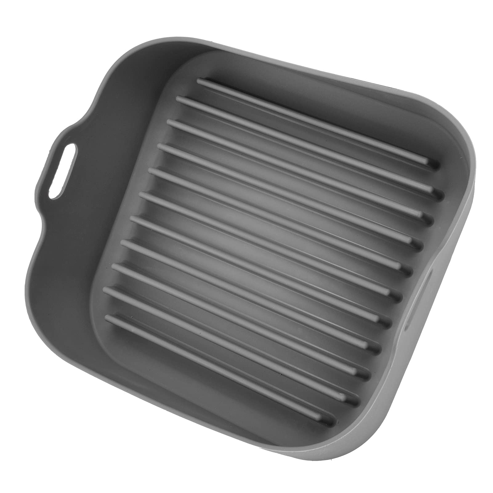 Silicone Air Fryer Basket Replacement - 10 Inch Non-Stick Pot for Microwave, Steamer & Rice Cooker - Durable & Easy to Clean (Grey) - Perfect for Healthy Cooking, Meal Prep & Quick Reheating