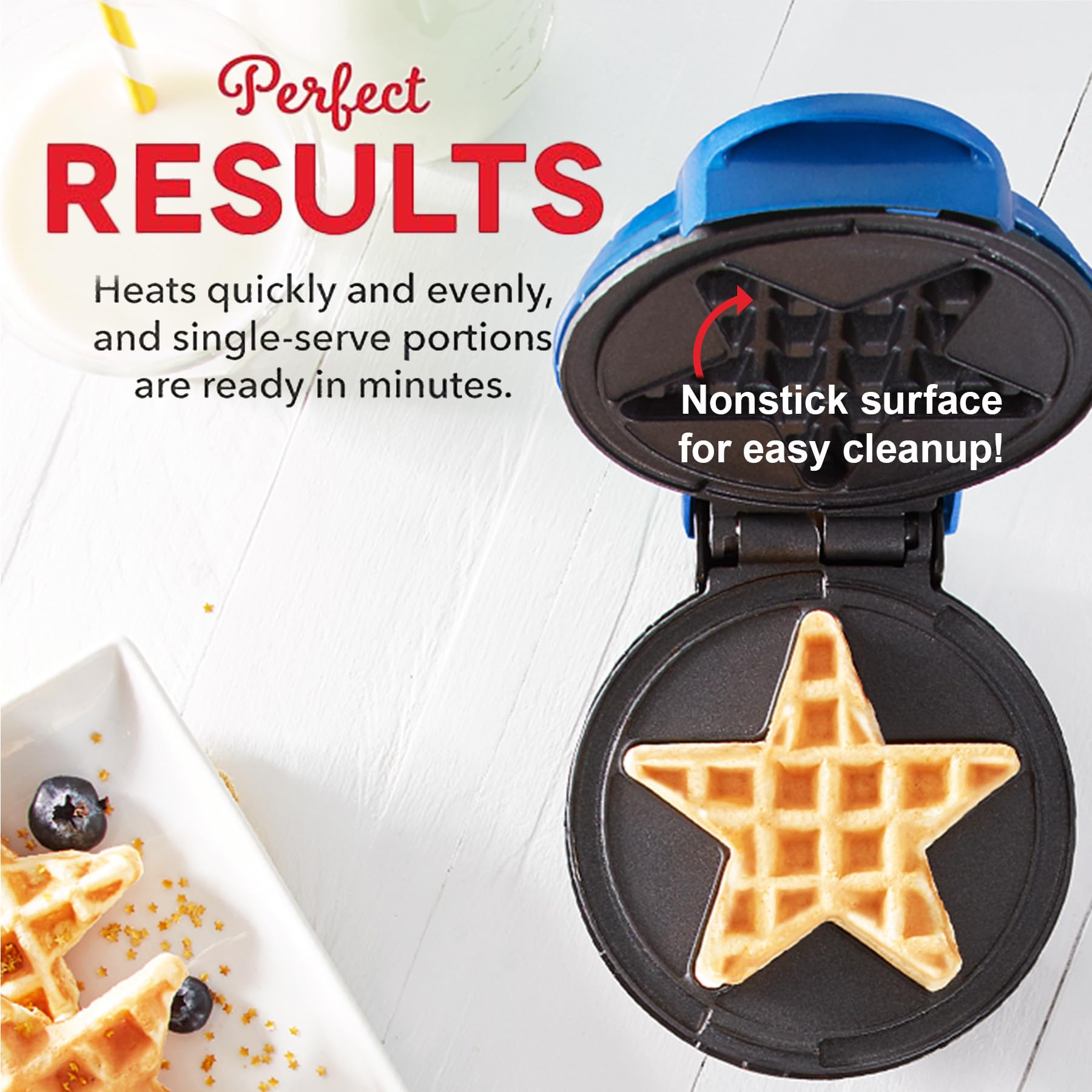 Dash Star Mini Waffle Maker - Navy Blue | Compact & Fast Waffle Maker for Breakfast, Snacks & Desserts | Perfect for Home, Office & Dorm Use