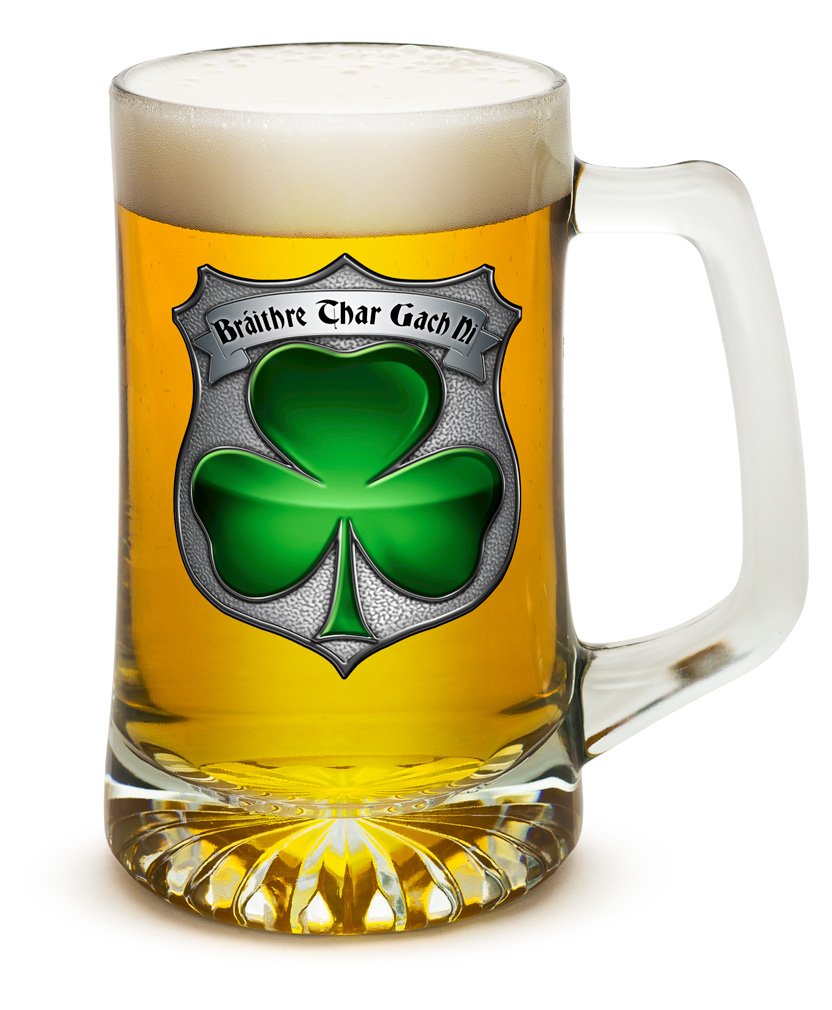 25oz Large Beer Mugs with Handles - Set of 6 Police Officer & Irish Brotherhood Themed Tankards - Custom Logo Glassware for Law Enforcement Gifts, Pub Parties & Home Bar Decor