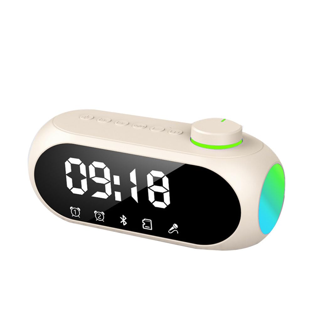 Portable Mini FM Radio Bluetooth Speaker with Hifi Sound, RGB Light, Dual Alarm Clock, Hands-Free Calling - Perfect for Home, Office, and Outdoor Use