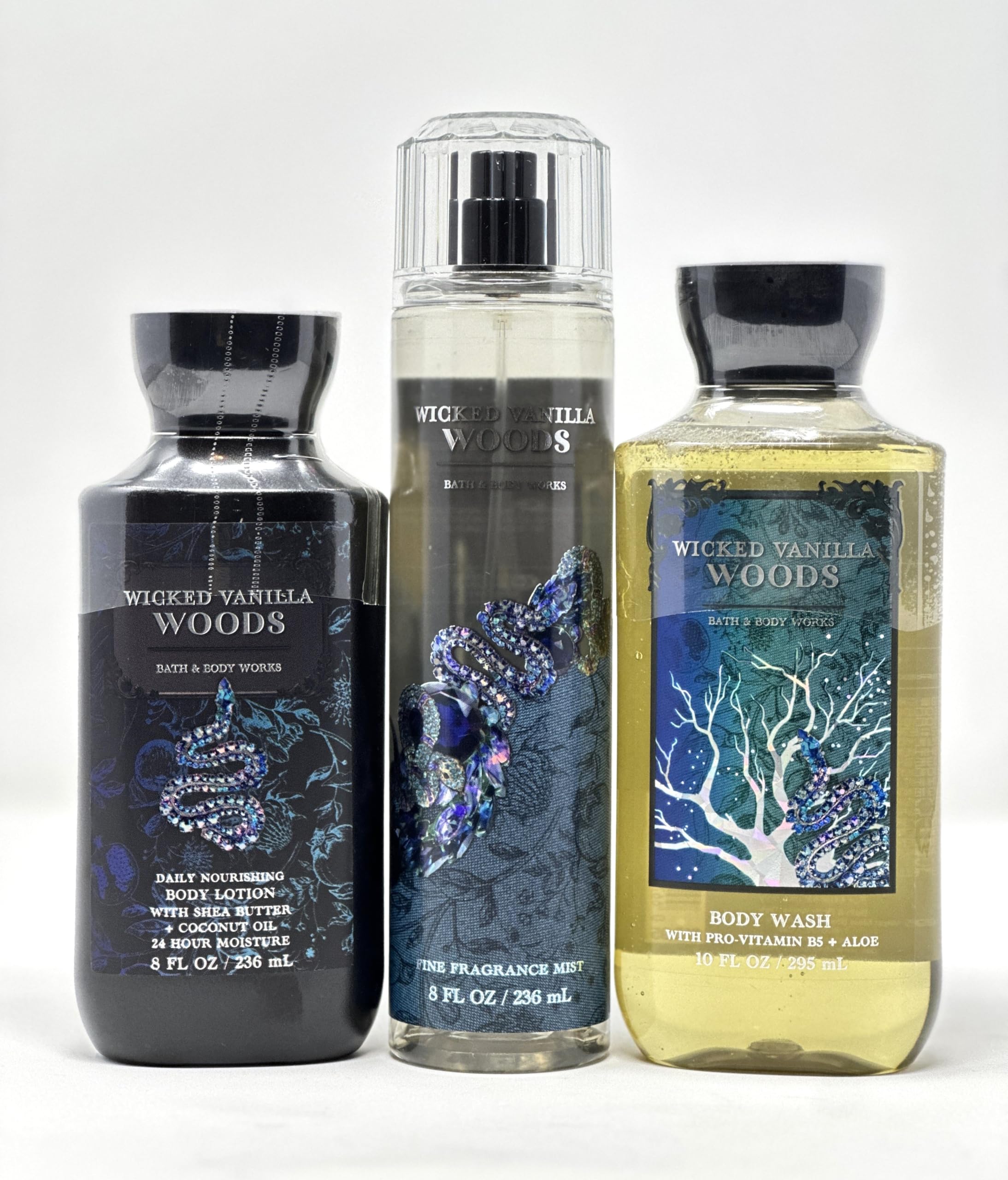 WICKED VANILLA WOODS Fragrance Mist, Body Lotion & Shower Gel Set | 3-Piece Bath & Body Collection for Women | Perfect for Gifts, Self-Care & Relaxing Spa Nights