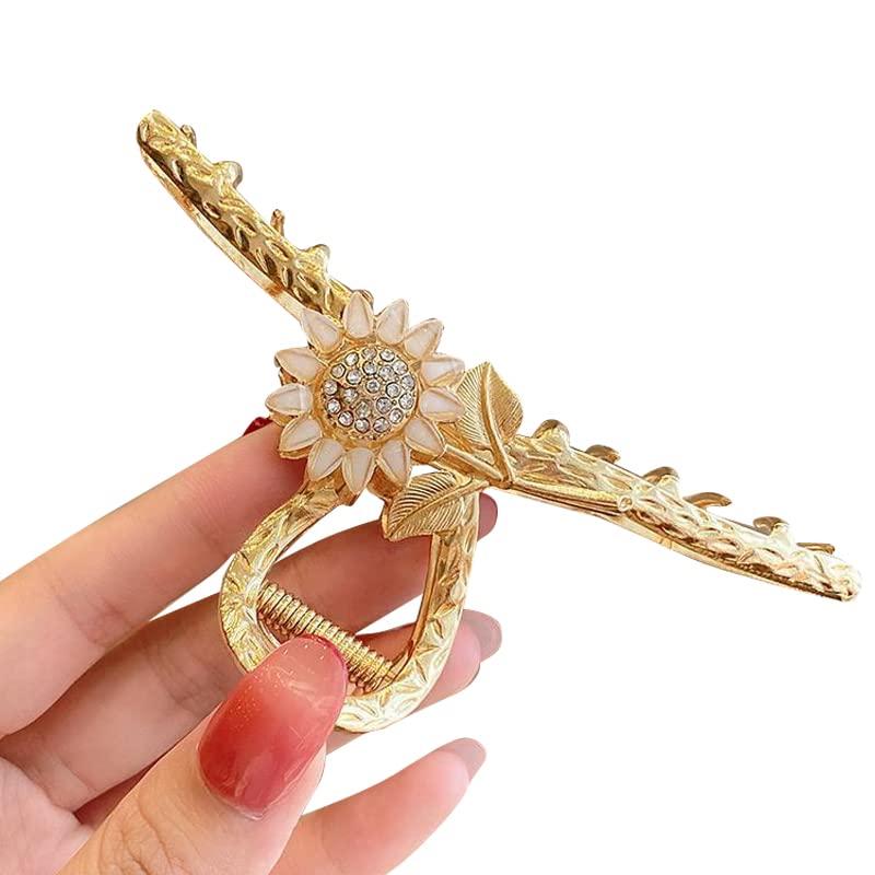 Sunflower Metal Hair Claw Clips - Alligator Jaw Hair Clips, Elastic Hair Bands & Head Wraps for Women & Girls - Hair Accessories for Ponytail, Bun & Halloween Costume (6-Pack) - Perfect for Parties, Weddings & Everyday Styling