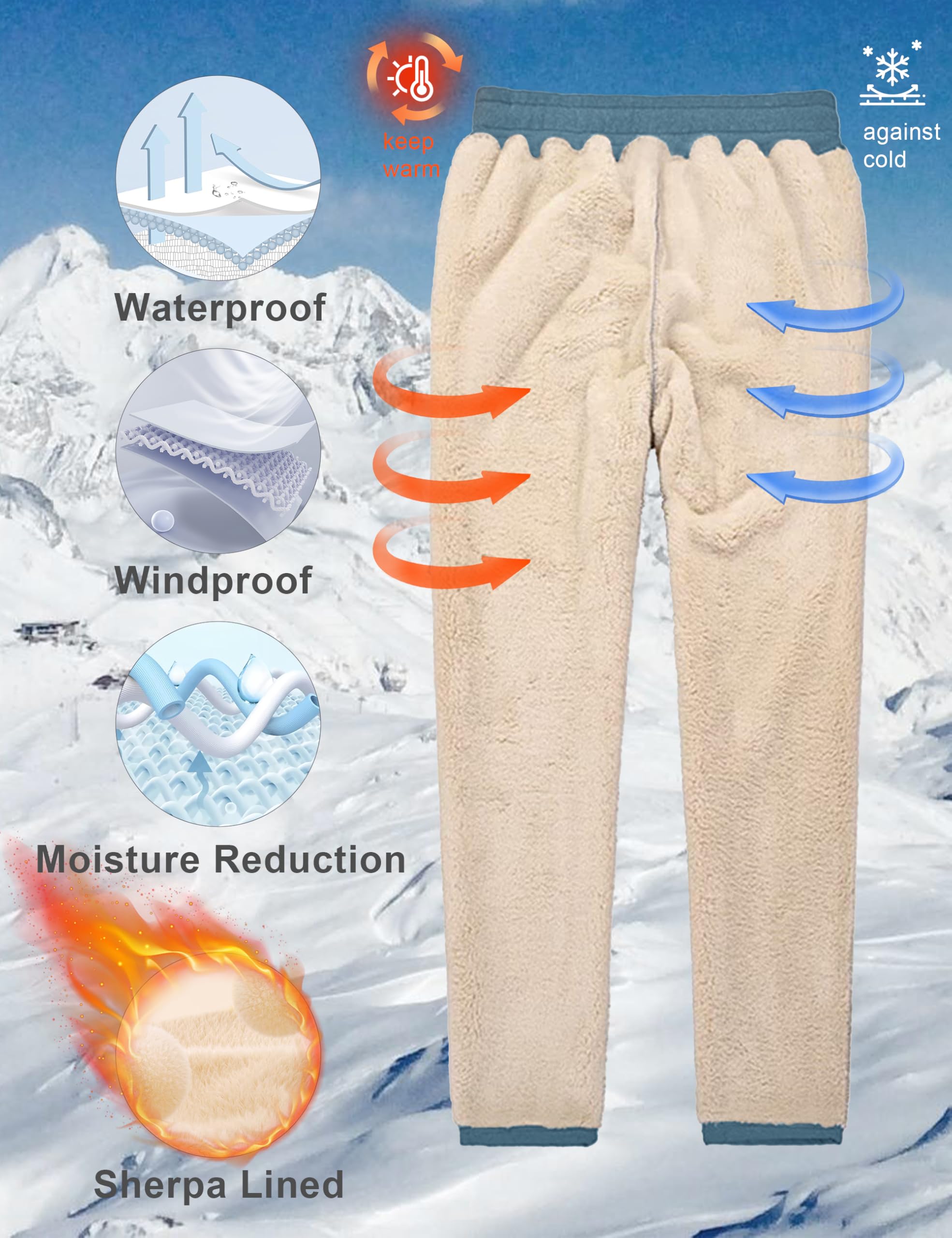MAGCOMSEN Men's Winter Fleece Lined Sweatpants - Sherpa Lined Thermal Joggers for Cold Weather, Thickened Warm Athletic Pants for Running, Hiking & Outdoor Activities - Perfect for Winter Sports, Lounging & Casual Wear