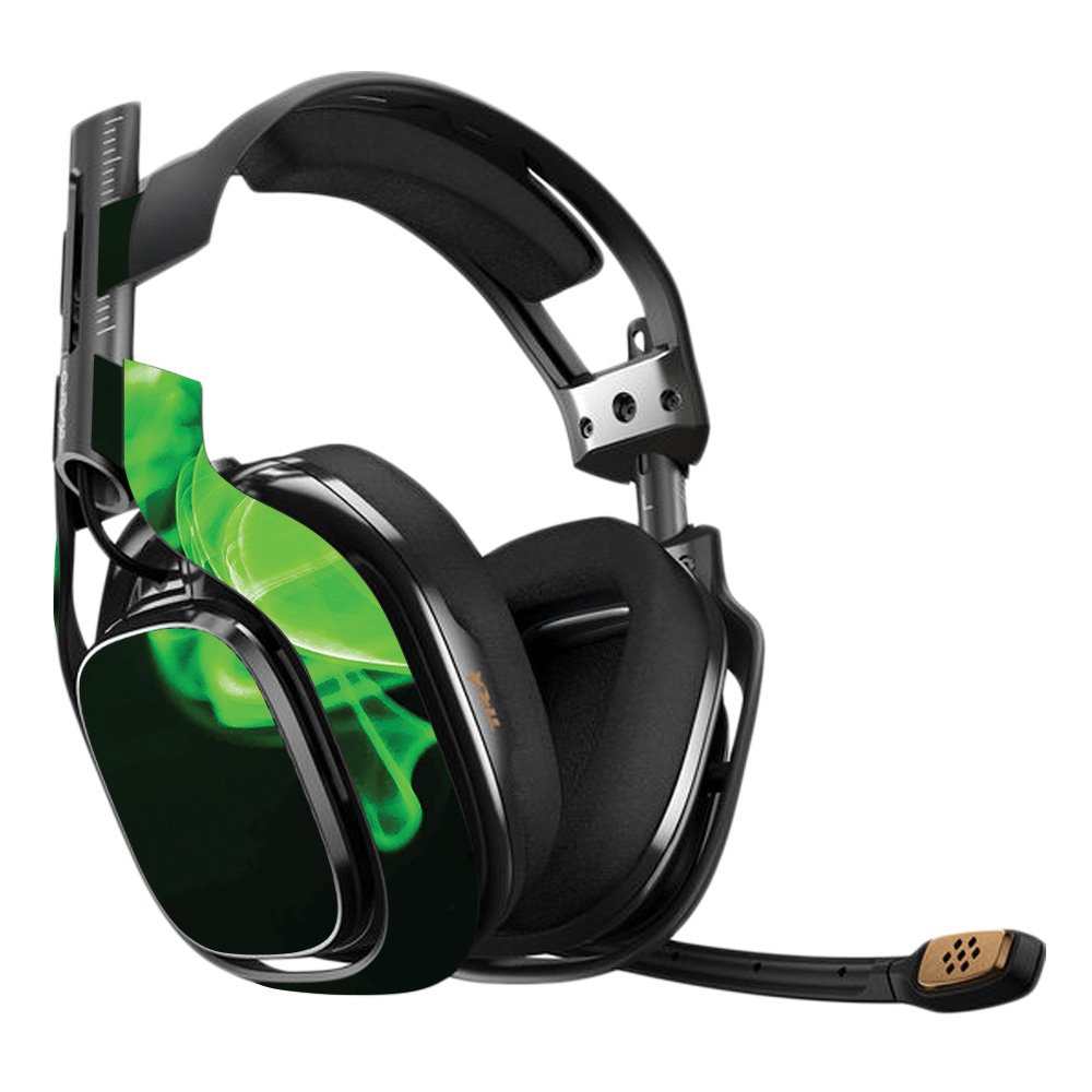 MightySkins Vinyl Decal Wrap Cover for Astro A40 3rd Gen Gaming Headset - Green Flames Design | Protective, Durable & Customizable Skin | Easy to Apply & Remove | Made in USA | Perfect for Gaming, Streaming & Esports Enthusiasts