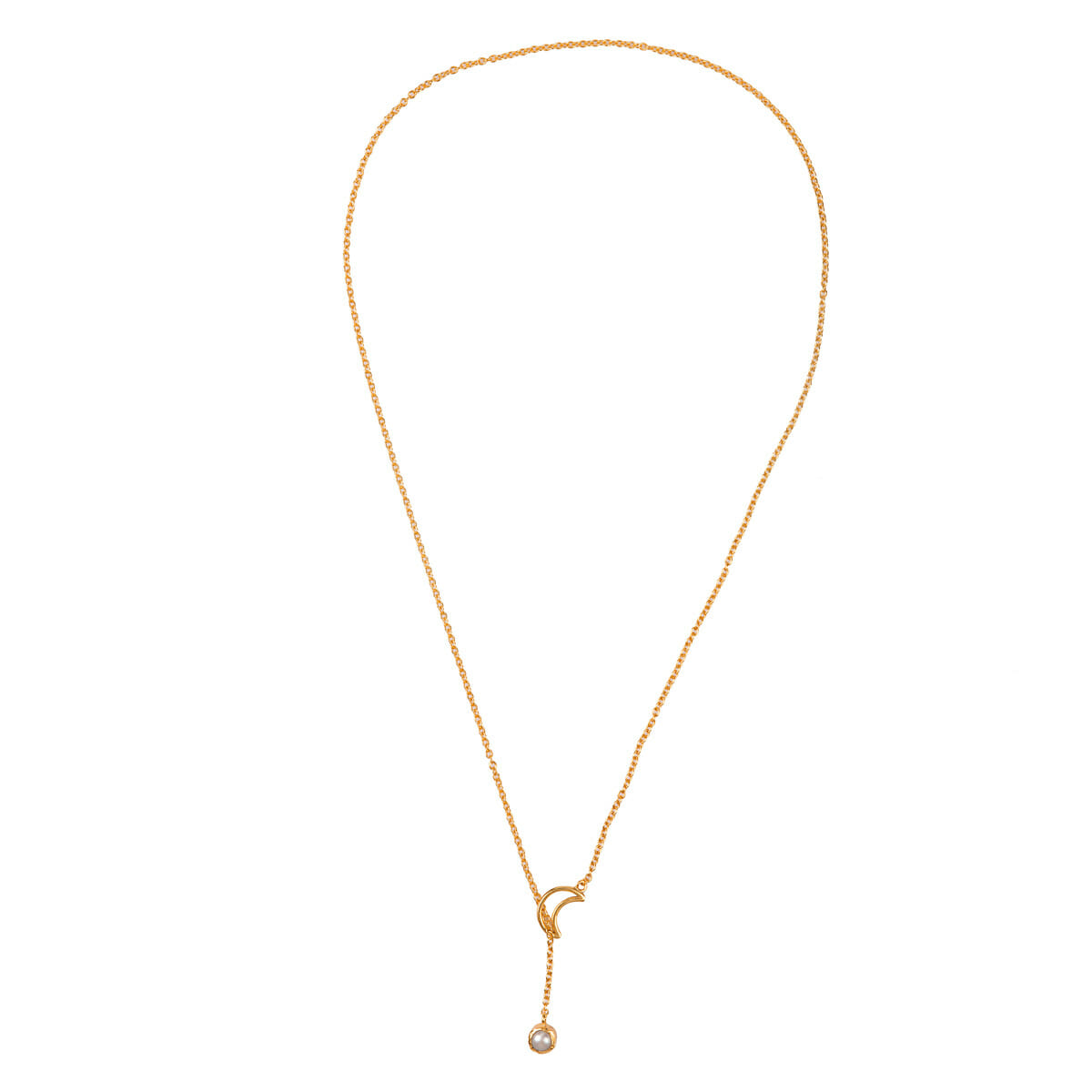 Talking To The Moon Mini Lariat Baroque Pearl Necklace - Elegant Dainty Pearl Pendant for Women | Perfect for Date Night, Weddings & Special Occasions
