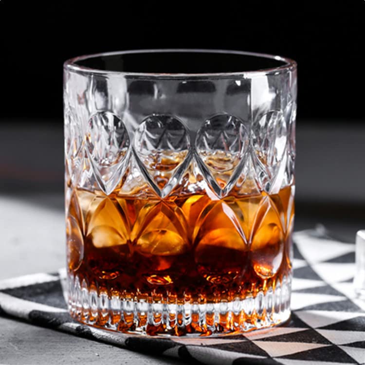 Premium DOMINGO HUB® Whiskey Glasses Set of 2 - 300ml Thick Bottom Old Fashioned Bar Glasses for Scotch, Bourbon, Brandy & Cocktails - Ideal Gift for Whiskey Lovers & Home Bar Enthusiasts - Perfect for Entertaining, Relaxing & Special Occasions