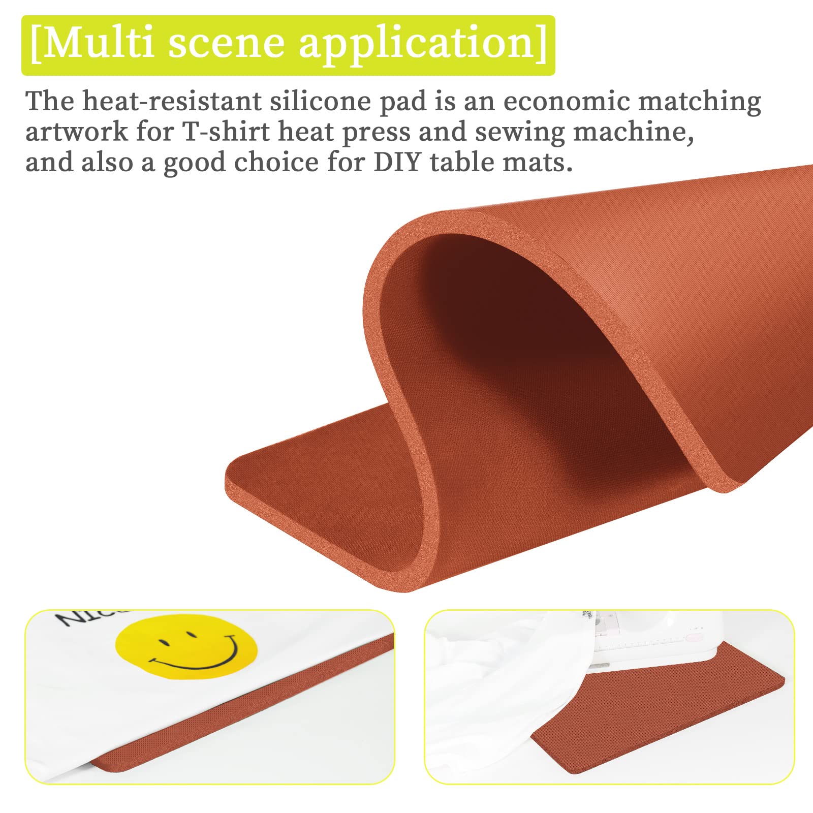 15x15 Inch Silicone Heat Press Mat for T-Shirts - 0.33 Inch Thickest Easy Press Pad - Perfect for DIY T-Shirt Printing, Sublimation & Craft Projects