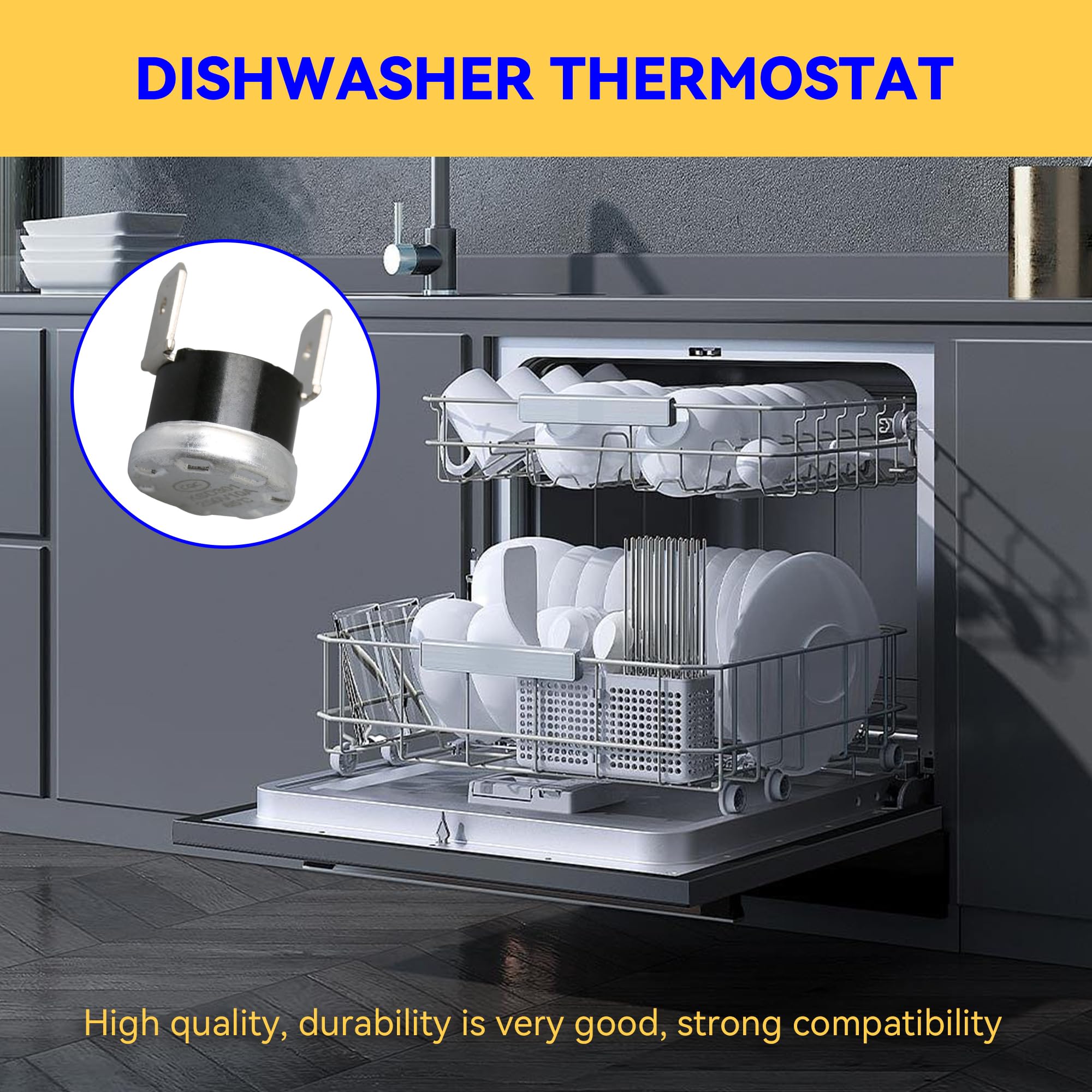 Whirlpool & Kenmore Dishwasher Heating Element & High Limit Thermostat Replacement Kit - Compatible with Multiple Models - Perfect for Quick Repairs & DIY Home Maintenance