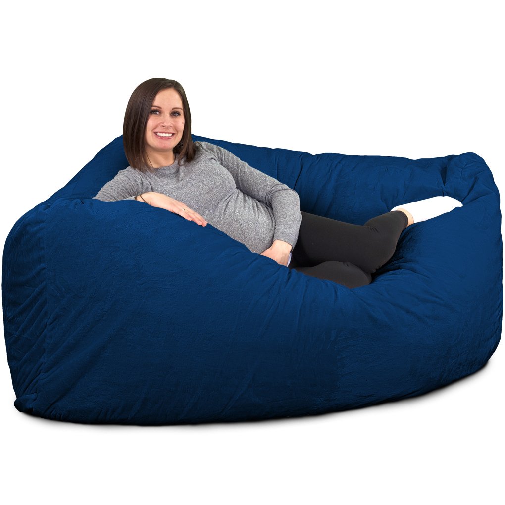 ULTIMATE SACK Oversized Bean Bag Chair for Adults - Electric Blue Suede Lounge Chair, Comfy Couch & Loveseat Alternative - Perfect for Living Room, Game Room or Dorm Relaxation