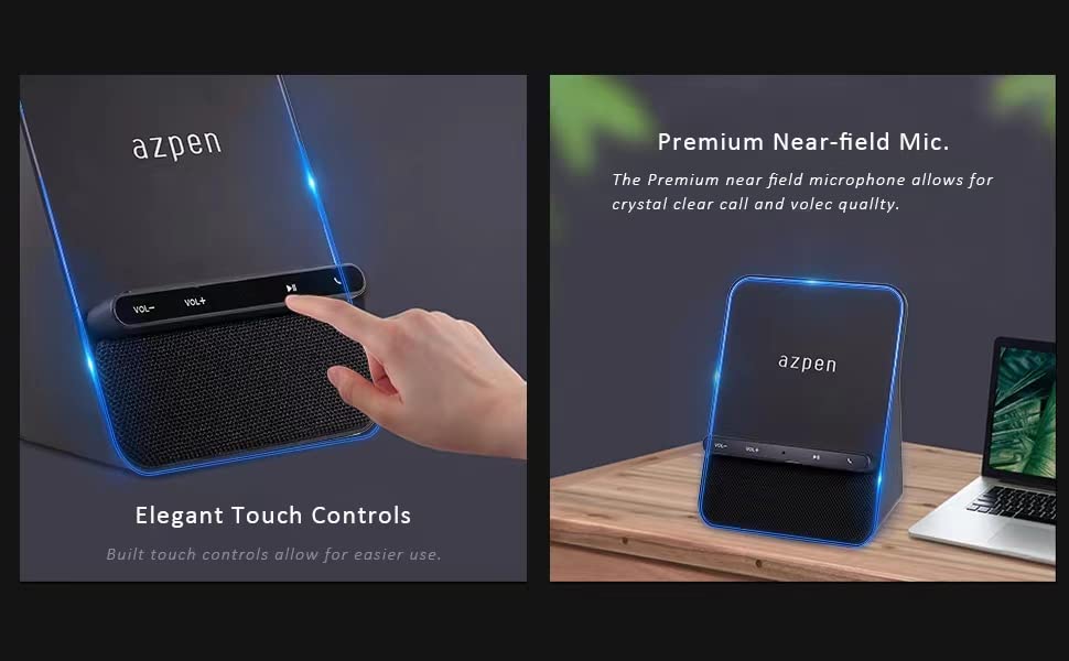 Azpen Wireless Charging Audio Dock with Dual 8W Bluetooth Speakers, Upgraded Mic for Hands-Free Calls - Qi Wireless Charger for iPhone 15/14/13/12/11 & Samsung S23/S22/S21/S20 - Perfect for Home Office, Bedroom & Car Use