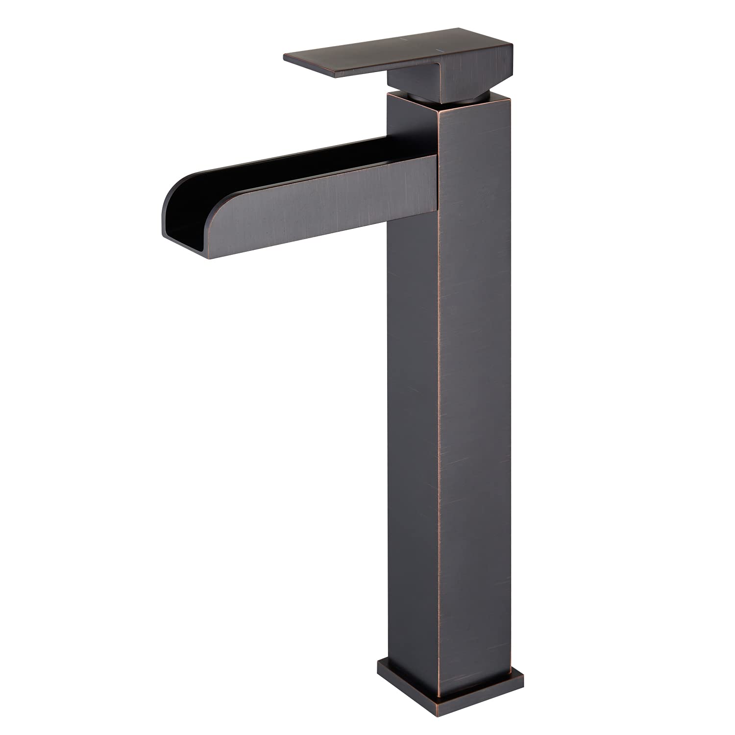 Lexdale Oil Rubbed Bronze Waterfall Bathroom Sink Faucet - Single Handle Tall Vessel Lavatory Faucet with Pop-Up Drain & Supply Lines - Perfect for Modern Vanity and Spa Bathroom Decor