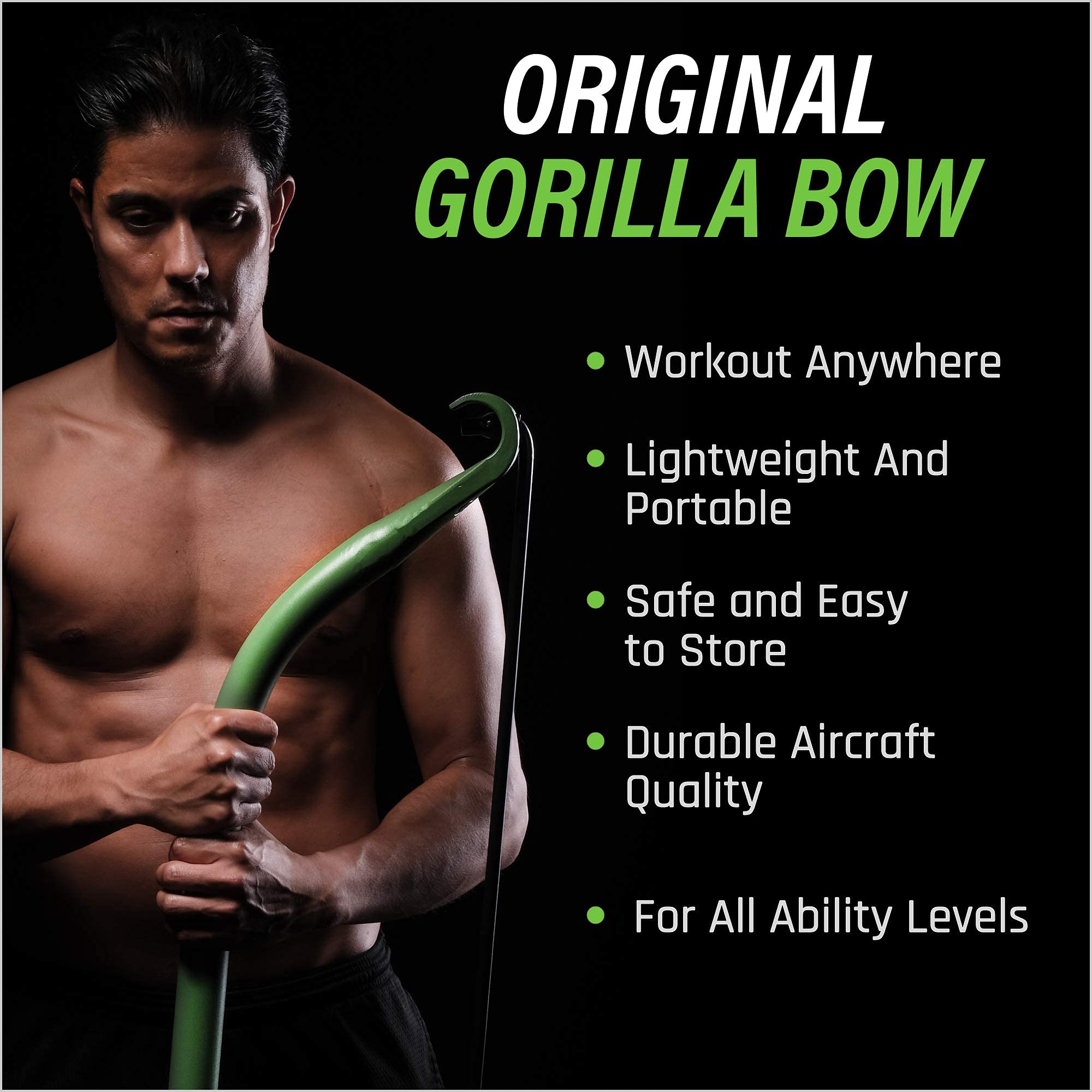 Gorilla Bow Original Portable Home Gym System - Resistance Bands & Bar for Full Body Workouts | Travel Fitness Equipment for Weightlifting & Strength Training | Perfect for Home, Office & Outdoor Exercise
