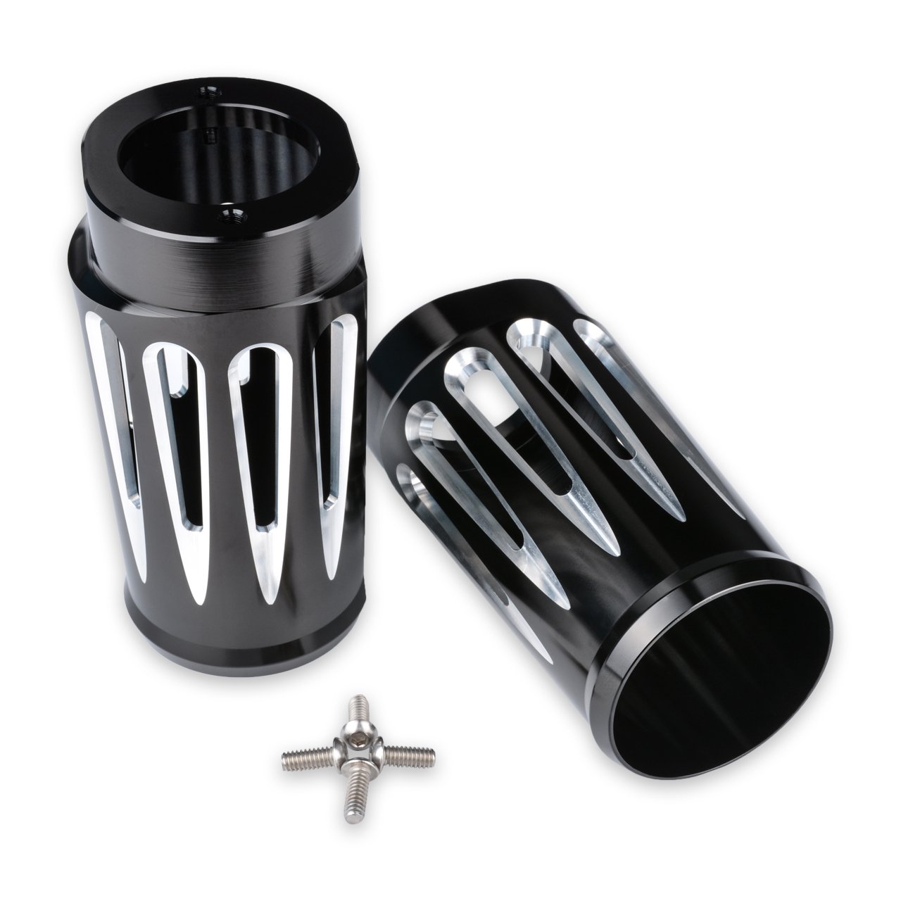 KATUR Motorcycle Upper Fork Boots Shock Absorber Cover Cap - Compatible with Harley Touring & Trike Models 1980-2013 - Durable Protection for Fork Seals - Perfect for Long Rides, Off-Road Adventures & Wet Weather Conditions