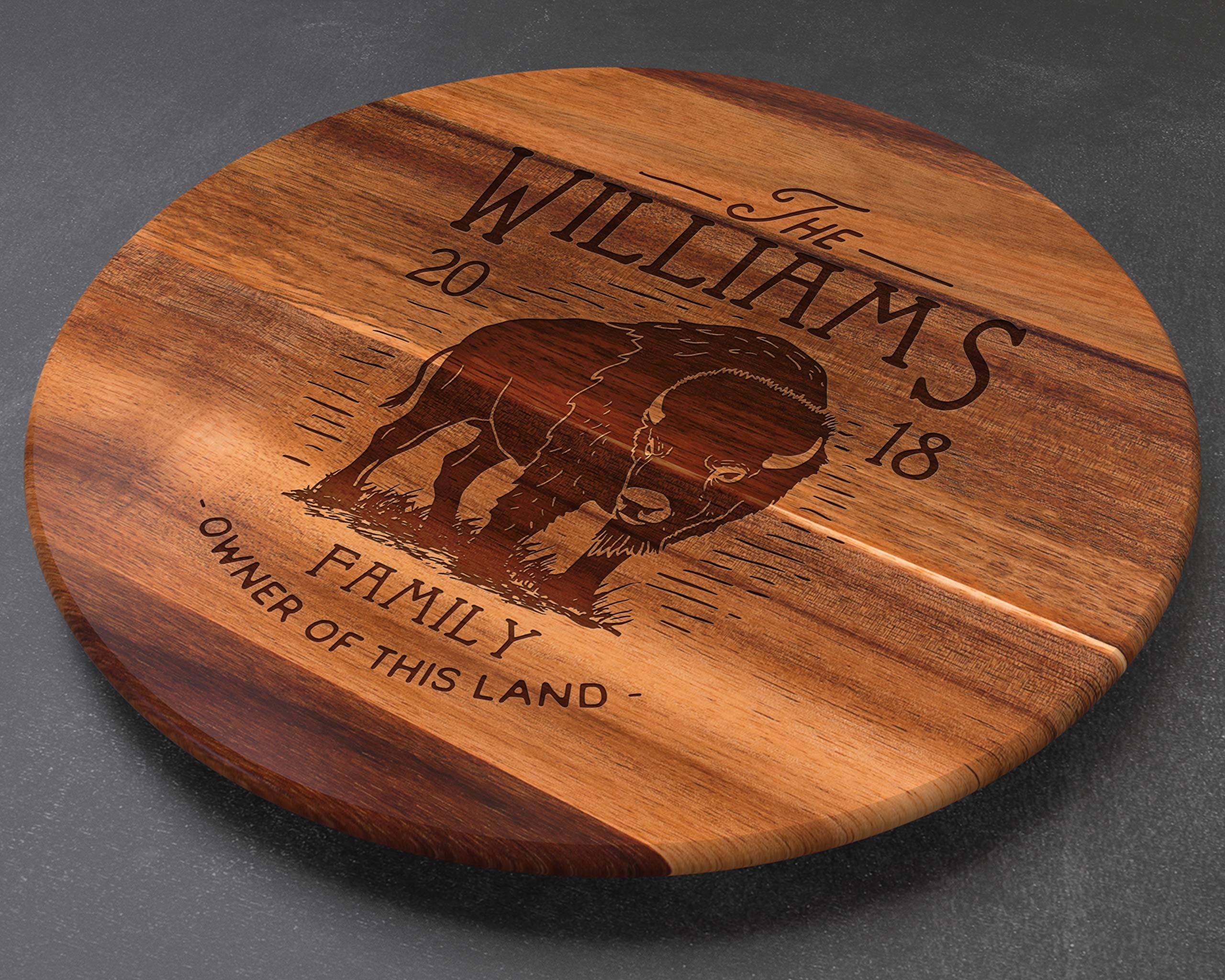 Bison Lazy Susan Turntable - Western Rustic Home Decor for Hunting & Camping Gifts