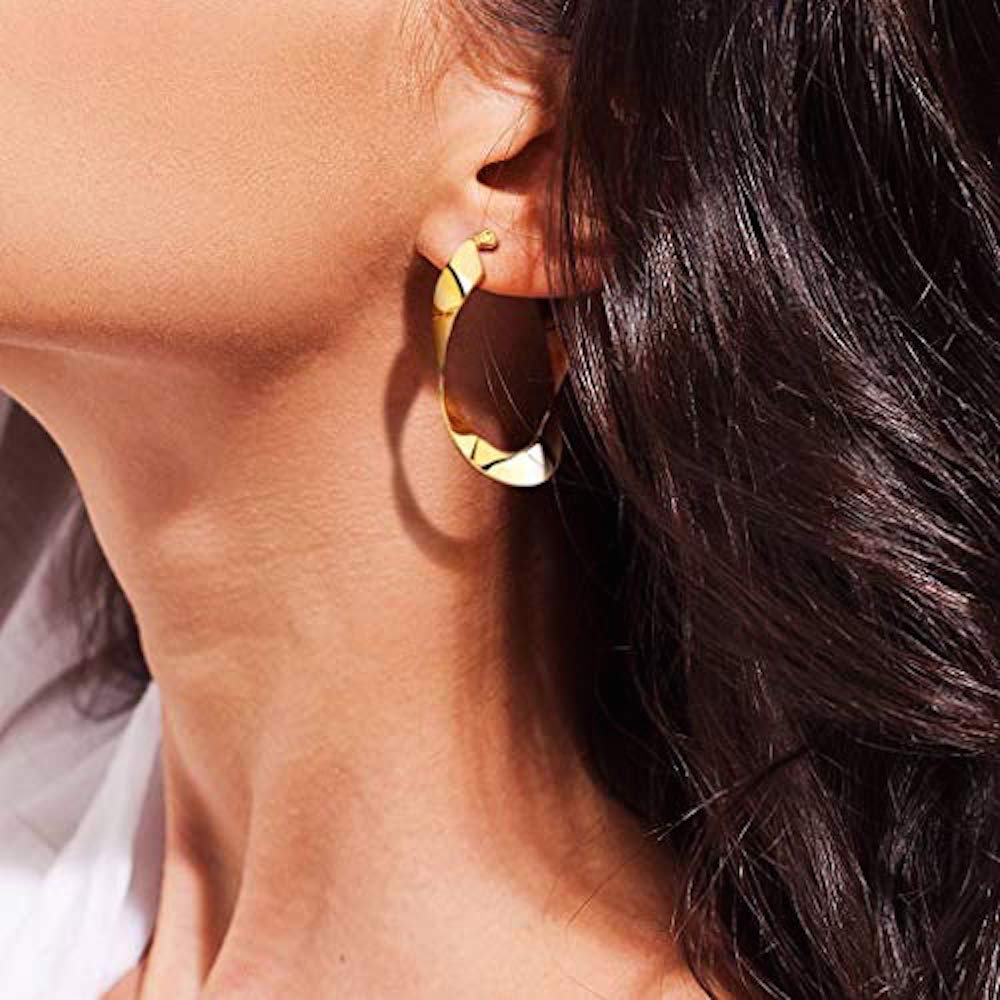 Stainless Steel Twisted Hoop Earrings for Women - Fashion Jewelry Gift