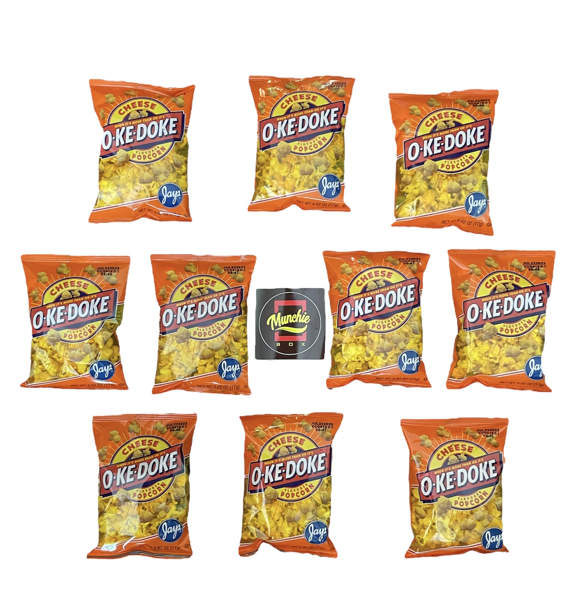 JAY'S O'KE DOKE Popcorn Variety Pack - 10 Count Cheese & Hot Cheese Flavored .625 oz Bags | Movie Night Snacks, Party Favors, Office Treats & Road Trip Munchies