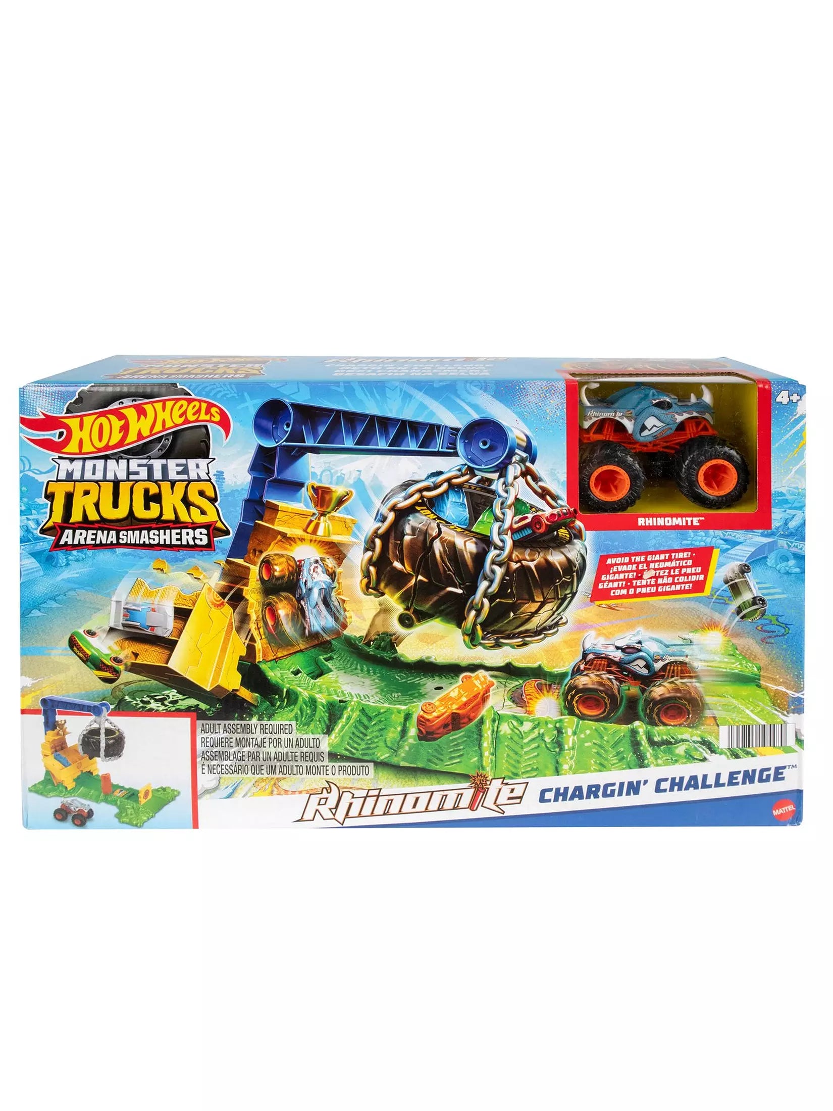 Hot Wheels Monster Trucks Arena Smashers Rhinomite Chargin Challenge - Die-Cast Toy Car for Kids & Collectors - Perfect for Racing, Stunt Shows & Play Battles