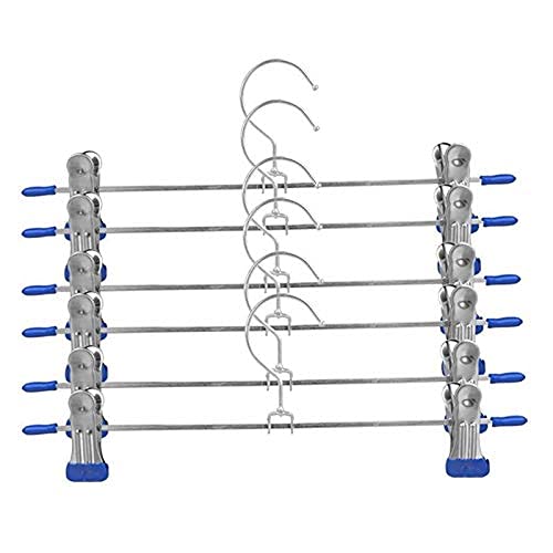 10-Pack Stainless Steel Clothes Hangers with Non-Slip Clips - Adjustable Pants, Skirt & Coat Hanger (28cm) for Wardrobe Organization & Space Saving