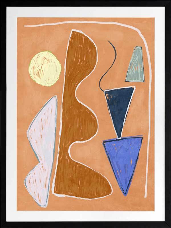 Desert Geo II Framed Wall Art Print - Modern Abstract Landscape Painting for Living Room, Bedroom & Office Decor