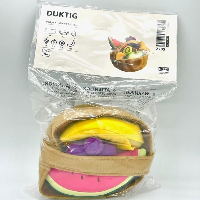 IKEA Duktig 9-Piece Play Food Set - Soft Toy Fruits & Basket for Kids - Pretend Play, Learning & Role-Playing Fun