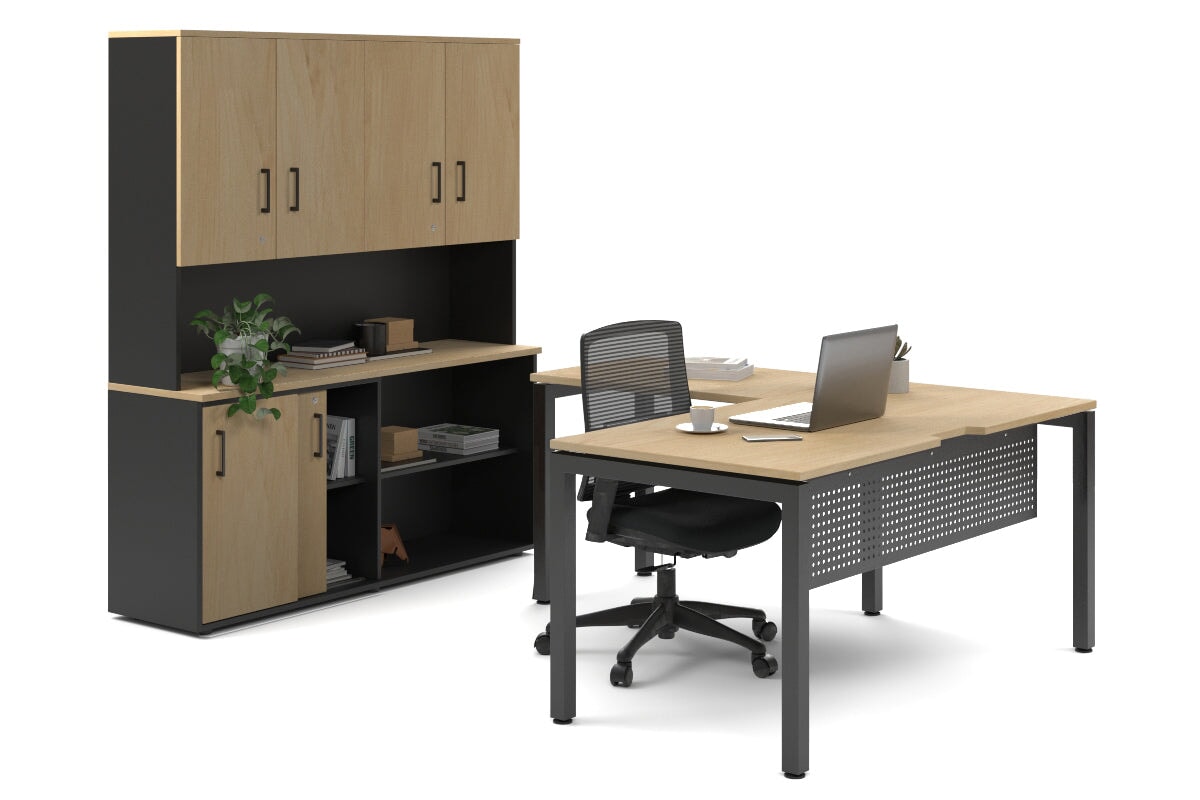 Quadro Square Legs L-Shaped Executive Office Desk with Black Legs [1800L x 1700W] - Perfect for Modern Workspaces, Home Offices & Conference Rooms