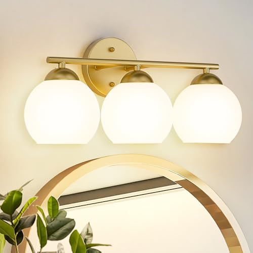 Gold & Milk Glass - 3 Light