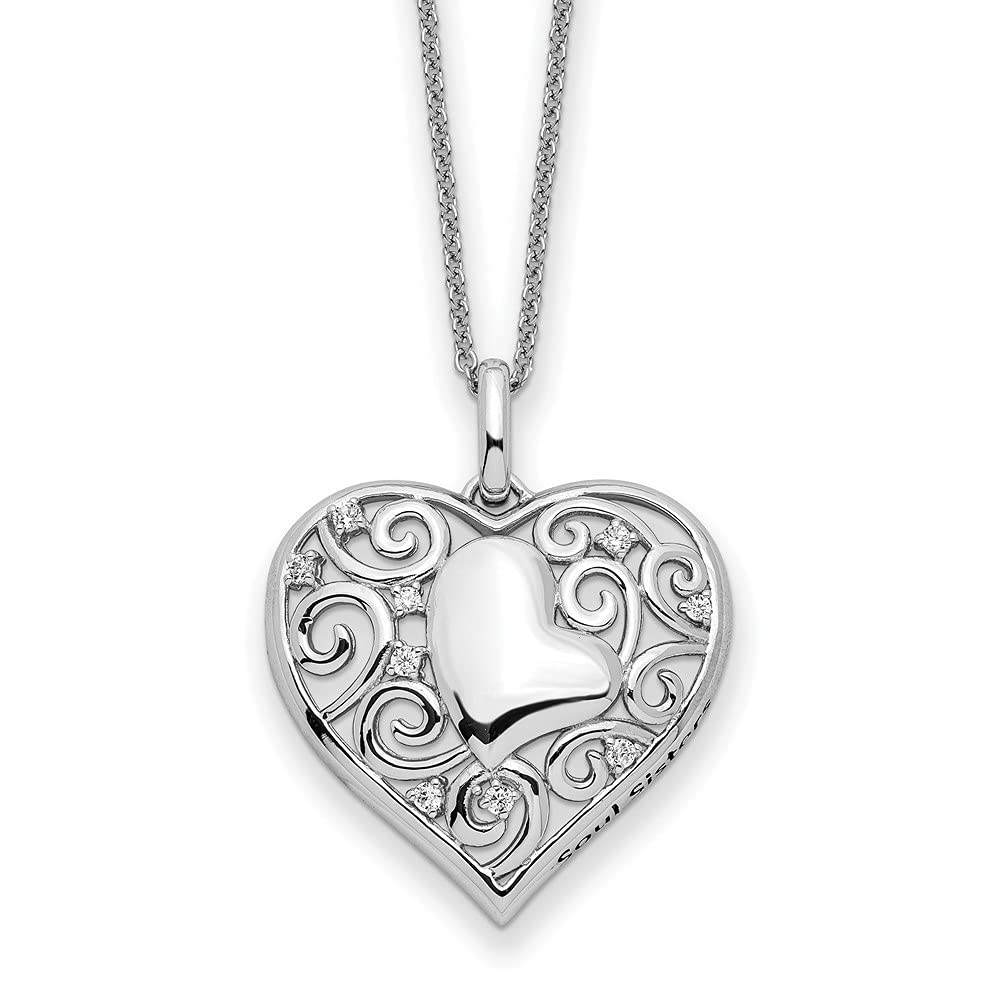 Sterling Silver CZ Antique Soul Sister Heart Pendant Necklace - 18 Inch Adjustable Chain for Women, Gift for Sister, Best Friend, Valentine's Day, Birthday | Elegant Jewelry for Everyday Wear & Special Occasions