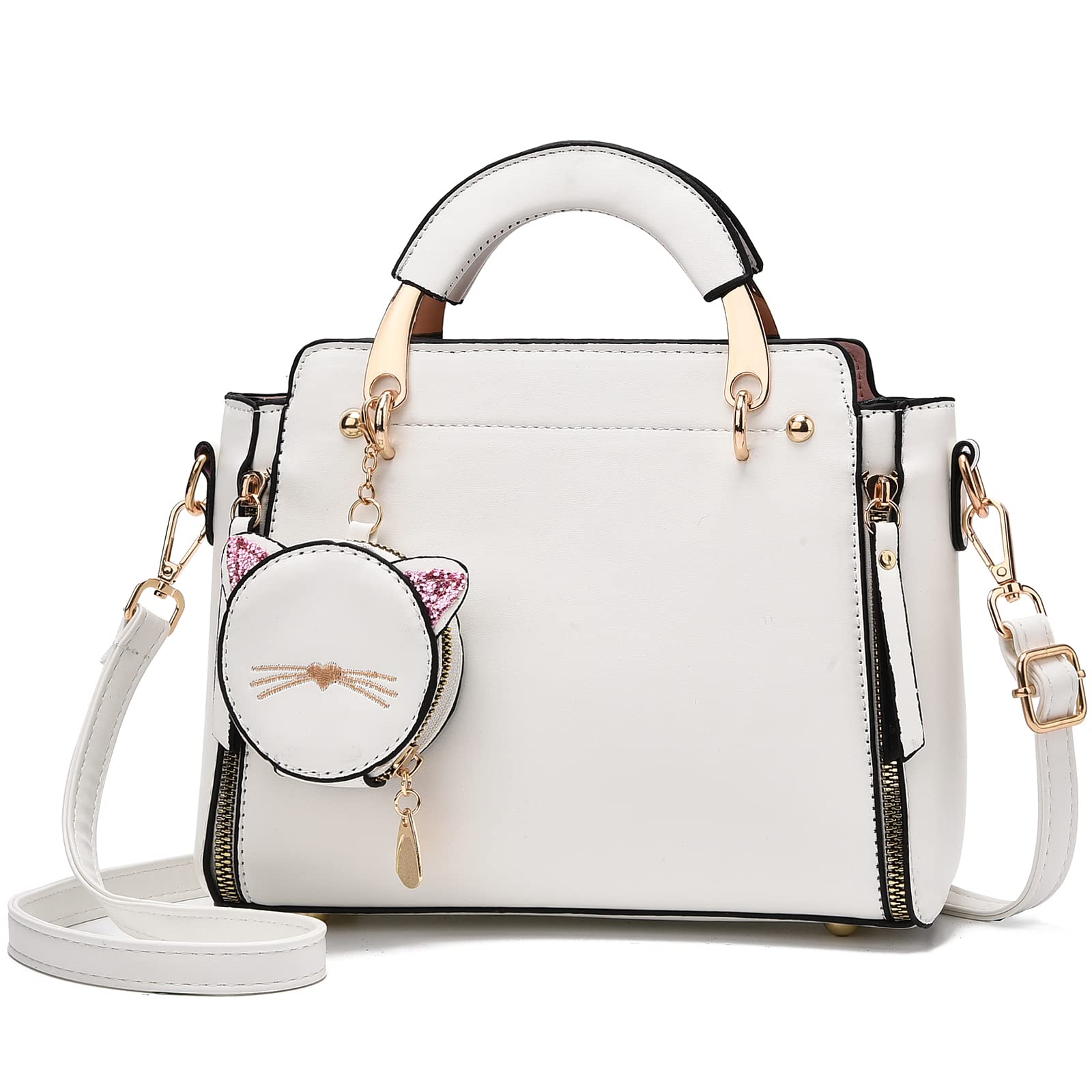 Stylish Women's Top Handle Crossbody Shoulder Bag - Cute Kitty Purse for Girls & Ladies | Fashionable Small Handbag for Daily Use, Work, Shopping & Parties