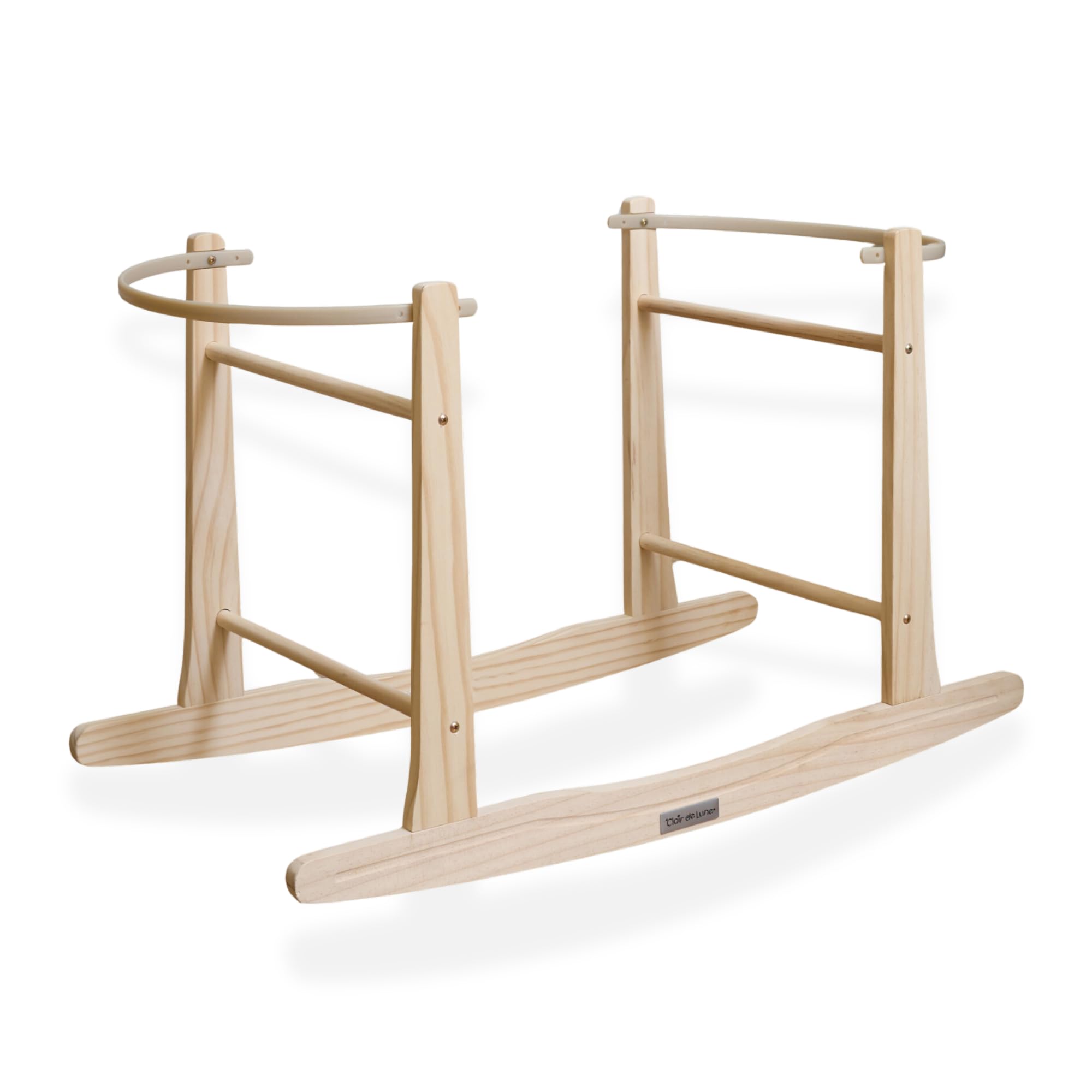 Clair de Lune Natural Wooden Rocking Moses Basket Stand - Handcrafted Baby Crib for Nursery, Bedroom & Gift (Perfect for Newborns, Christenings & Baby Showers)