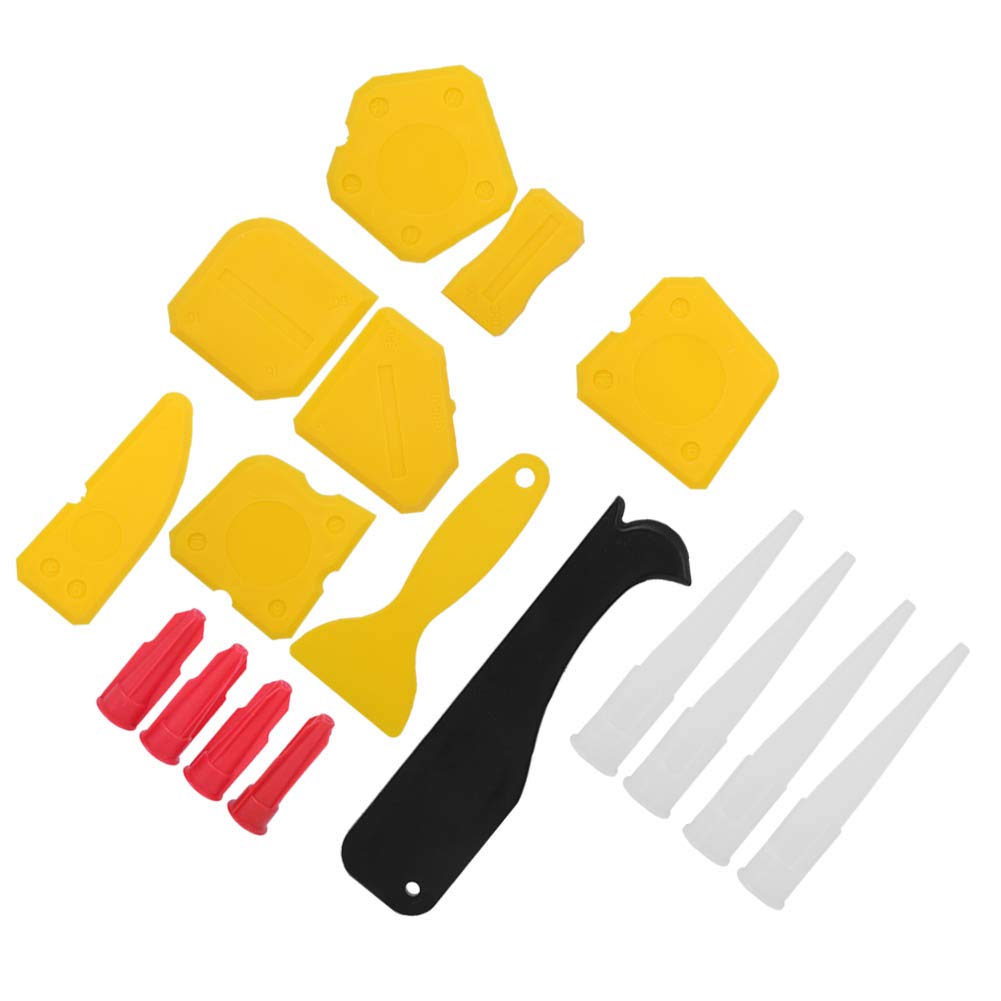17-Piece Caulking Tool Kit with Silicone Sealant Finisher, 9 Glue Scrapers & Caulk Nozzles - Perfect for DIY Home Repairs, Bathroom Waterproofing & Tile Sealing