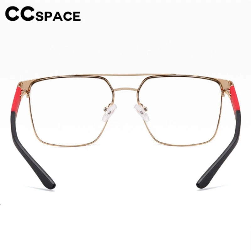 CCspace Unisex Full Rim Square Double Bridge Alloy Eyeglasses Frame 301561 - Stylish & Durable for Work, Reading, and Everyday Wear