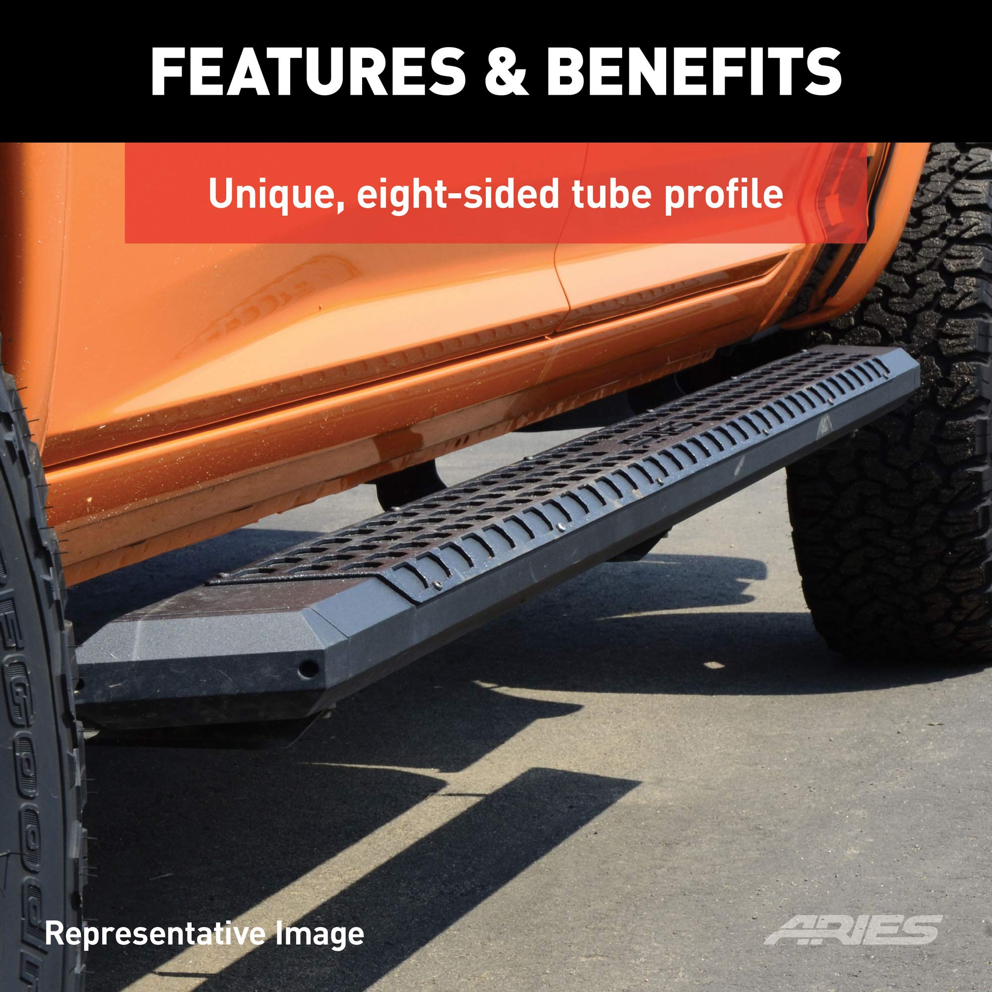 ARIES 2055991 AdvantEDGE Black Aluminum 91-Inch Truck Running Boards - Heavy Duty Side Steps for Pickup Trucks (Brackets Sold Separately) | Perfect for Off-Roading, Work Trucks & Daily Commutes