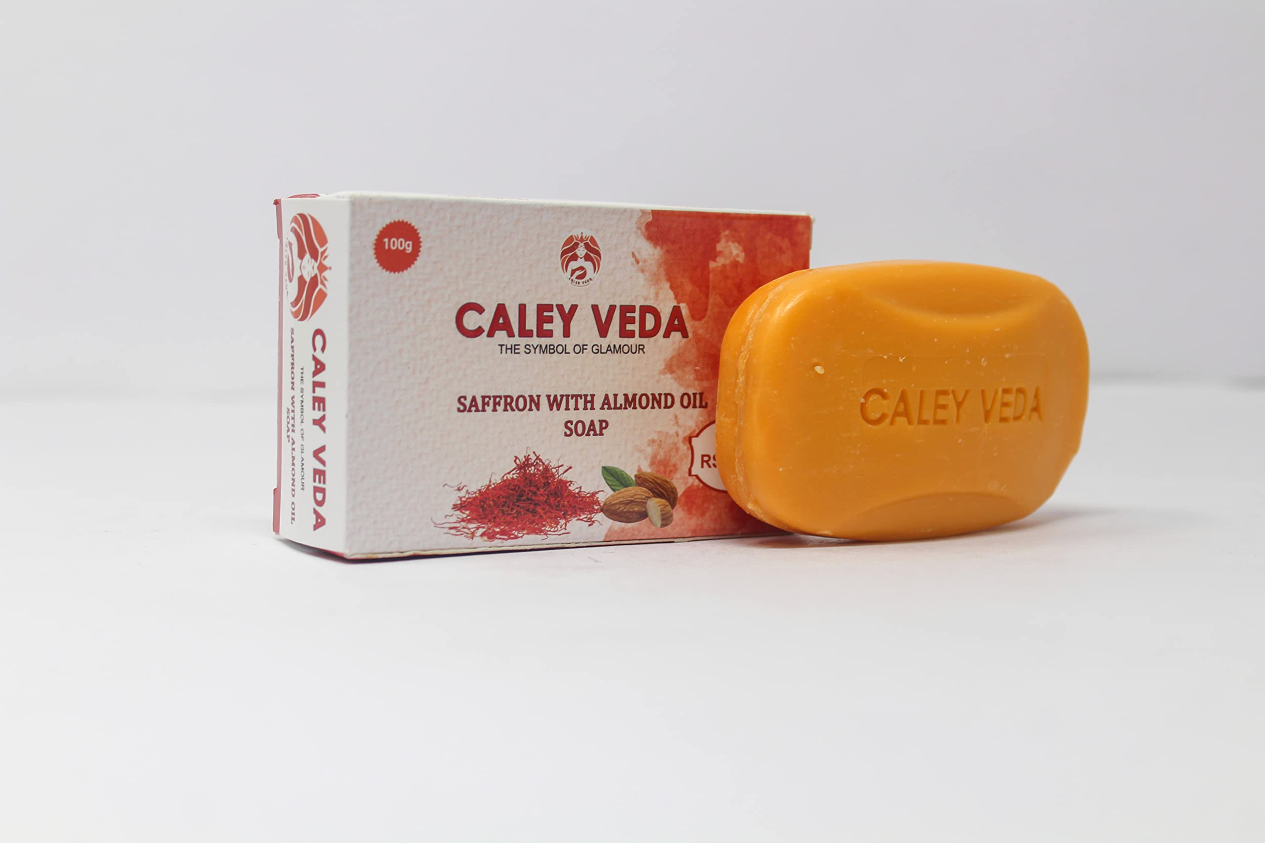 Mahatreya Herbals Caley Veda Saffron & Almond Oil Soap - Pack of 4 (100g Each) | Natural Skin Care for Dry & Sensitive Skin | Perfect for Daily Cleansing & Aromatherapy
