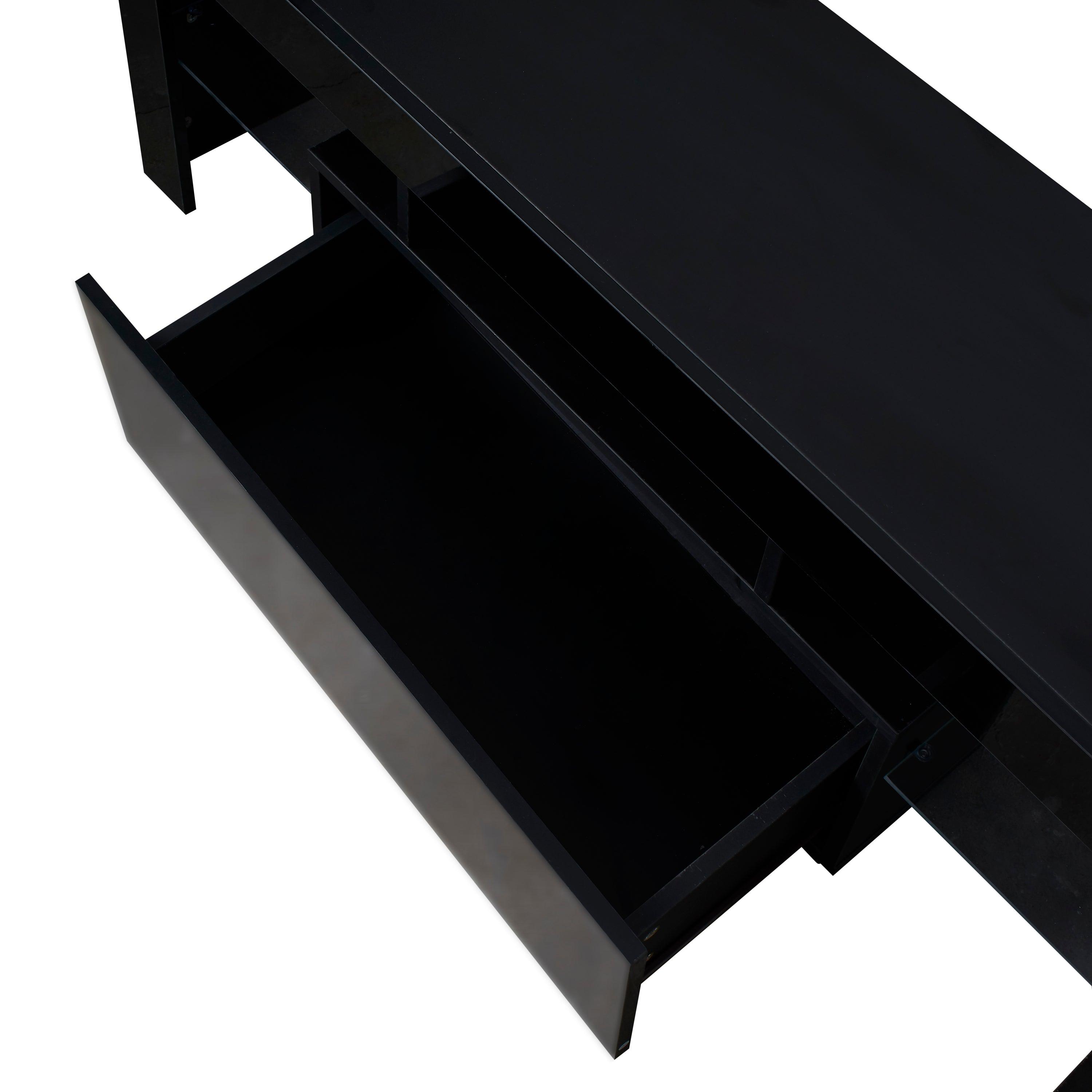 Black TV Stand with LED RGB Lights - Modern Flat Screen TV Cabinet for Gaming Consoles - Perfect for Living Room, Bedroom & Lounge Room Decor (Black) - Ideal for Movie Nights & Gaming Setup