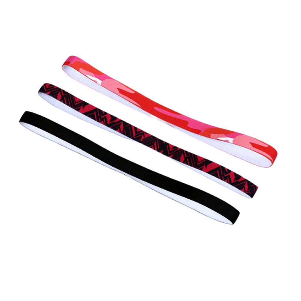 3 Pack Sweat Headbands for Women & Men - Elastic Sports Headband for Running, Workout, Fitness, Yoga - Non-Slip Hair Band & Turban Scarf for Active Lifestyles