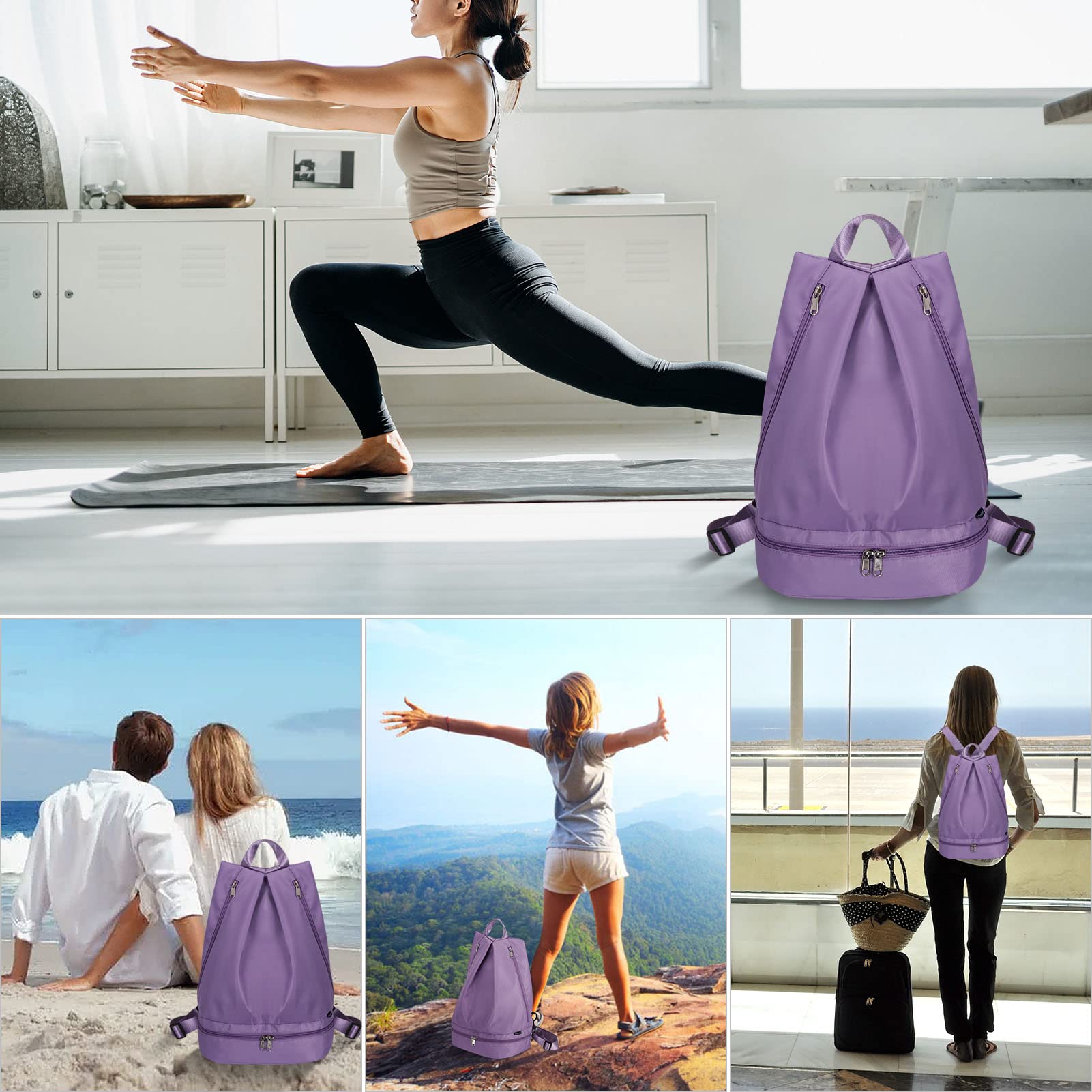 Waterproof Women's Gym Backpack with Shoe Compartment & Wet Pocket - Lightweight Sports Travel Backpack for Swimming, Yoga, Workout & Fitness - Perfect Small Gym Bag for Active Lifestyles