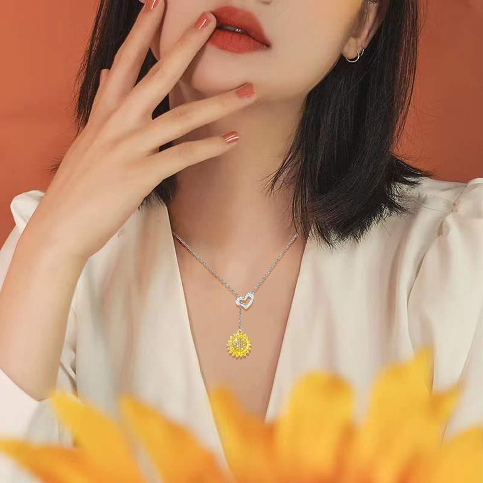 925 Sterling Silver Sunflower Pendant Necklace - 'You Are My Sunshine' Jewelry Gift for Women, Wife | Elegant Fashion Accessory for Birthday, Anniversary & Everyday Wear