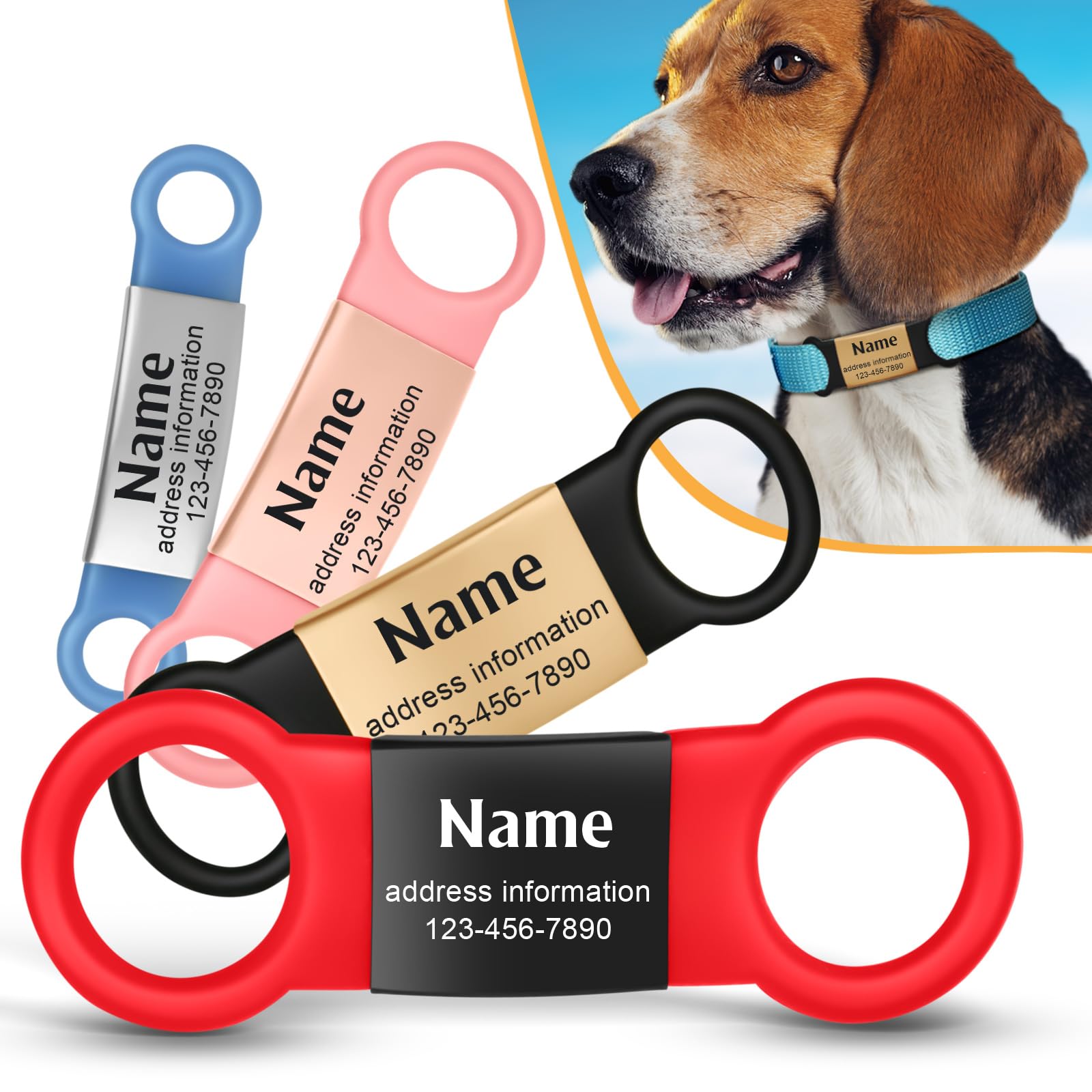 Personalized Slide-On Silent Dog Tags - Custom Engraved Silicone Stainless Steel Pet ID Tags for Cats & Dogs - Noise-Free Collar Badge for Puppies & Kittens (X-Small) - Perfect for Nighttime Walks, Travel & Anxiety Relief