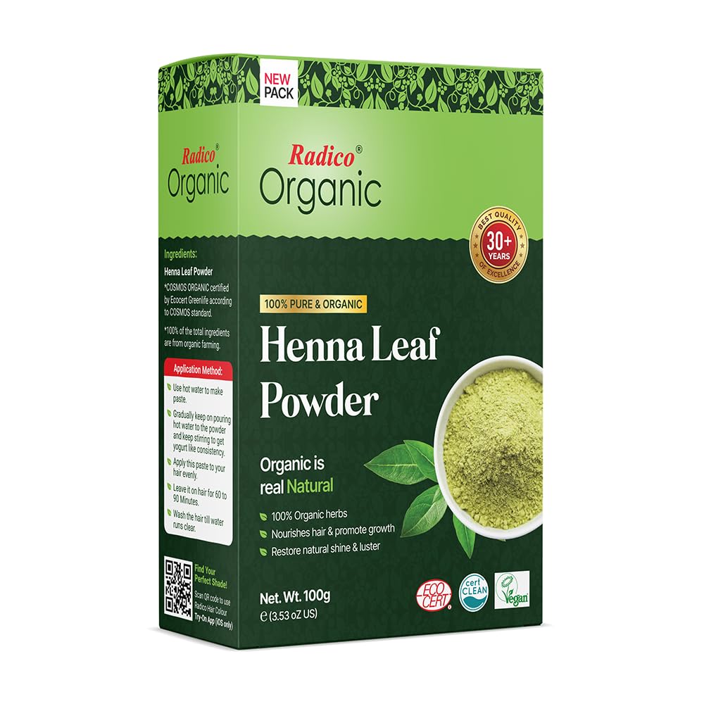 Organic Henna Hair Treatment Powder by Radico - 100% Natural Herbs for Soft, Shiny & Healthy Hair | Anti-Hair Loss, Repair Damaged Hair, Prevent Dandruff & Thinning | Pack of 2 | Perfect for At-Home Hair Care & Salon-Quality Results