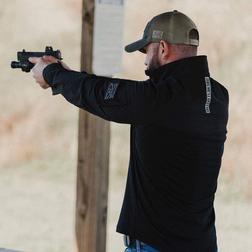 Men's Operator Shirt - Black Tactical Work Shirt for Outdoor Activities, Hiking & Military Style