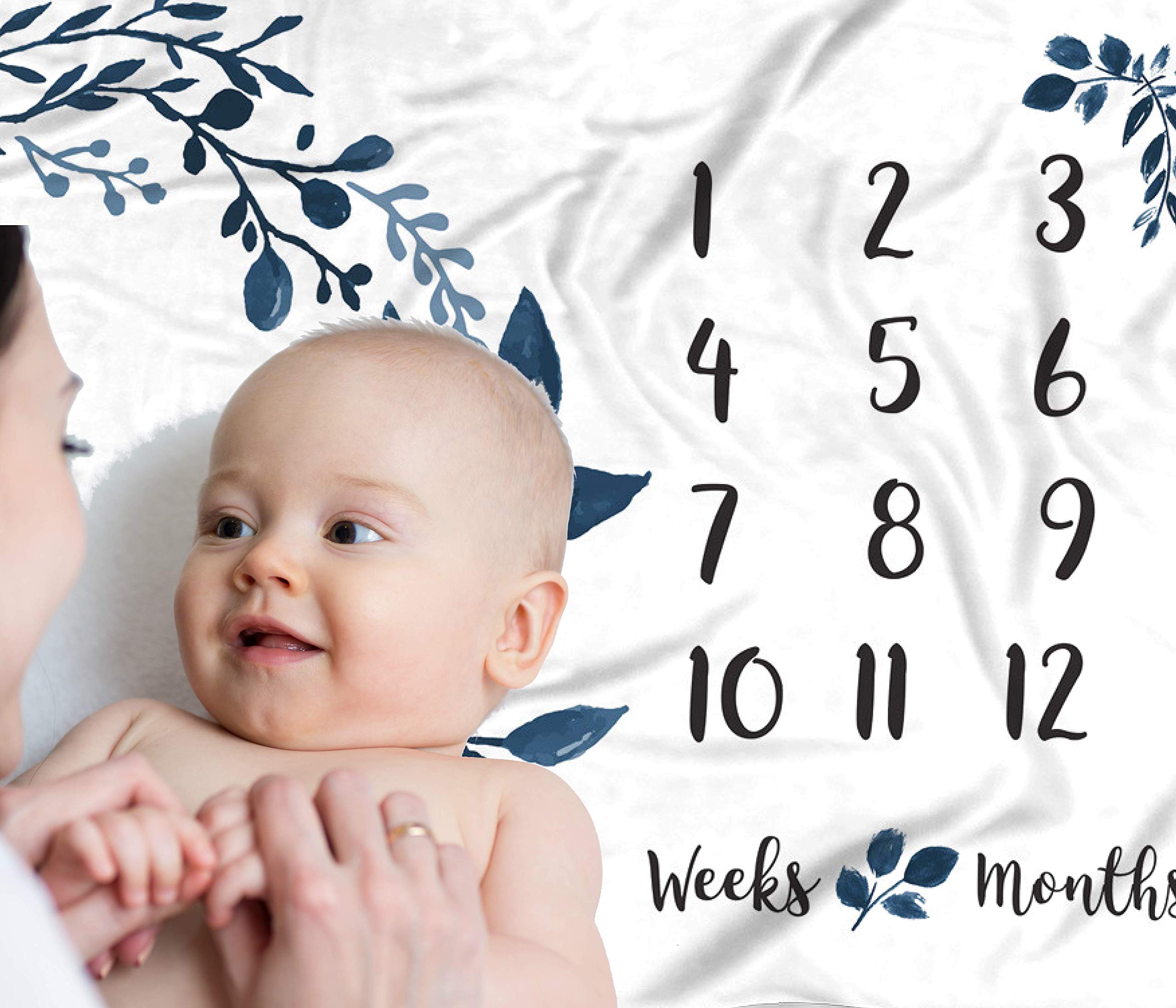 Personalized Baby Milestone Blanket - Soft Fleece Growth Mat for Newborn Photos (38