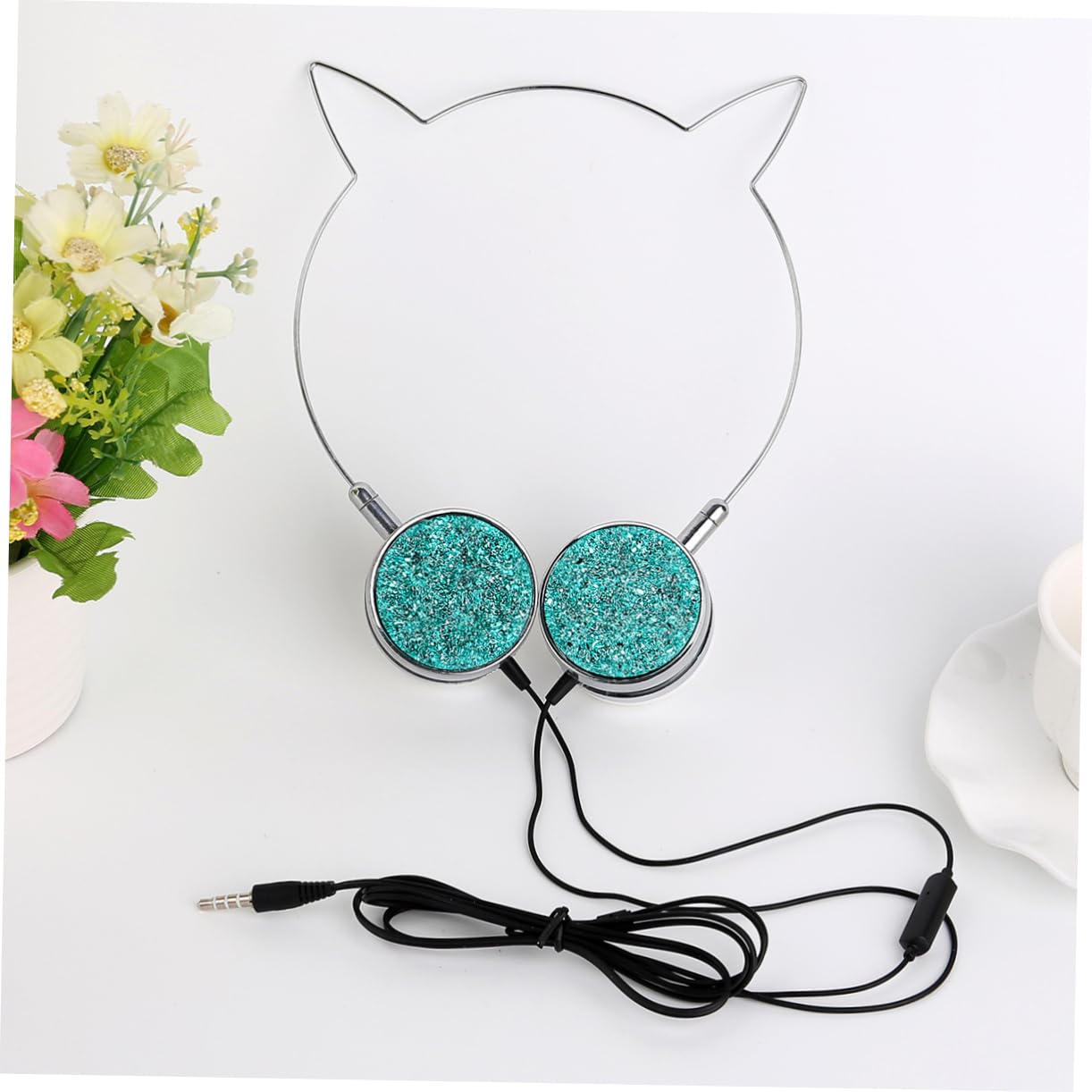 Homoyoyo Multi-Function Cat Ear Headphones with Microphone - Stereo Gaming Headset for PC/PS4/Mobile, Noise Cancelling for Music & Chat (Silver) - Perfect for Gaming, Streaming & Online Classes