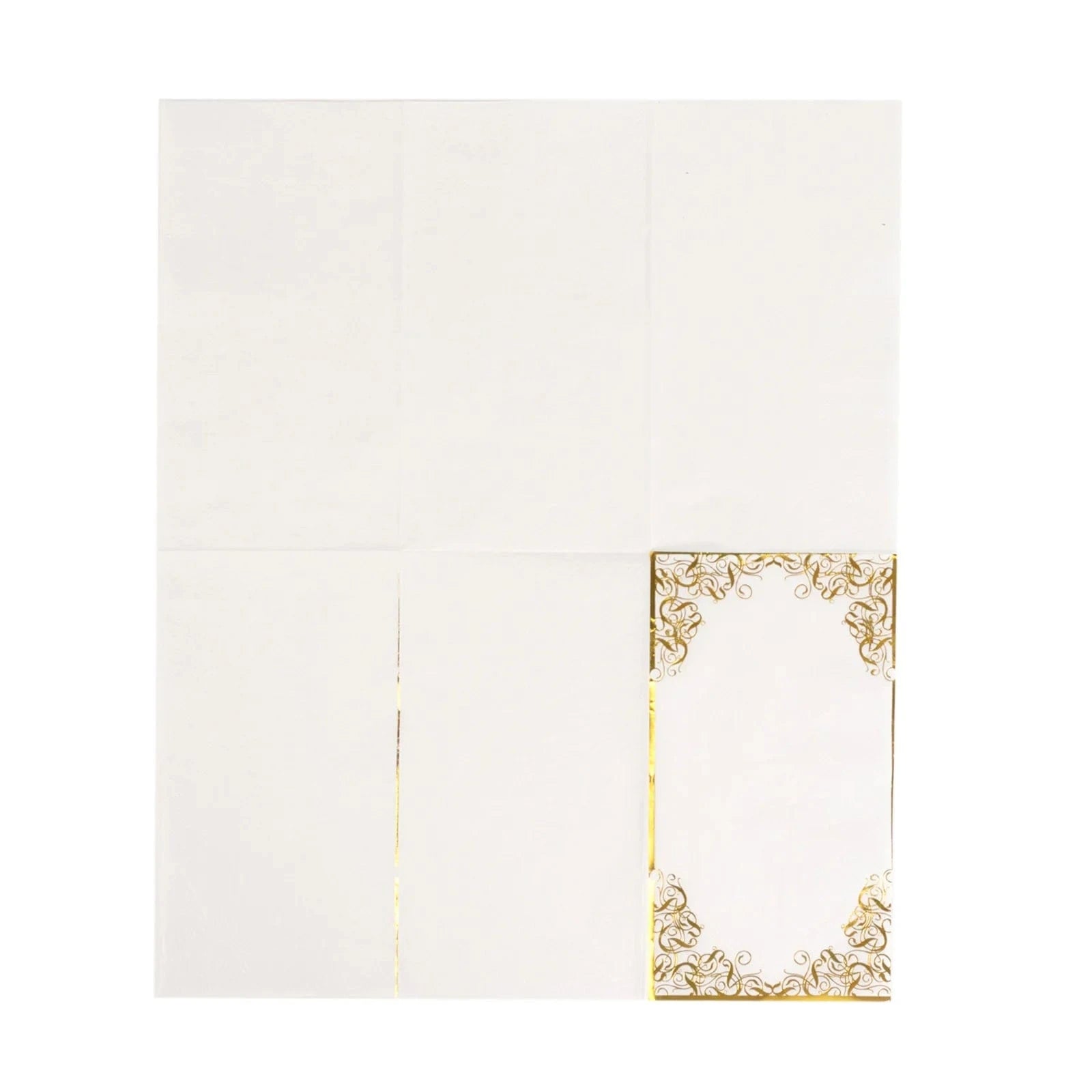 50-Pack Premium Soft White Dinner Napkins with Elegant Gold Foil Lace Design - Perfect for Weddings, Parties & Fine Dining