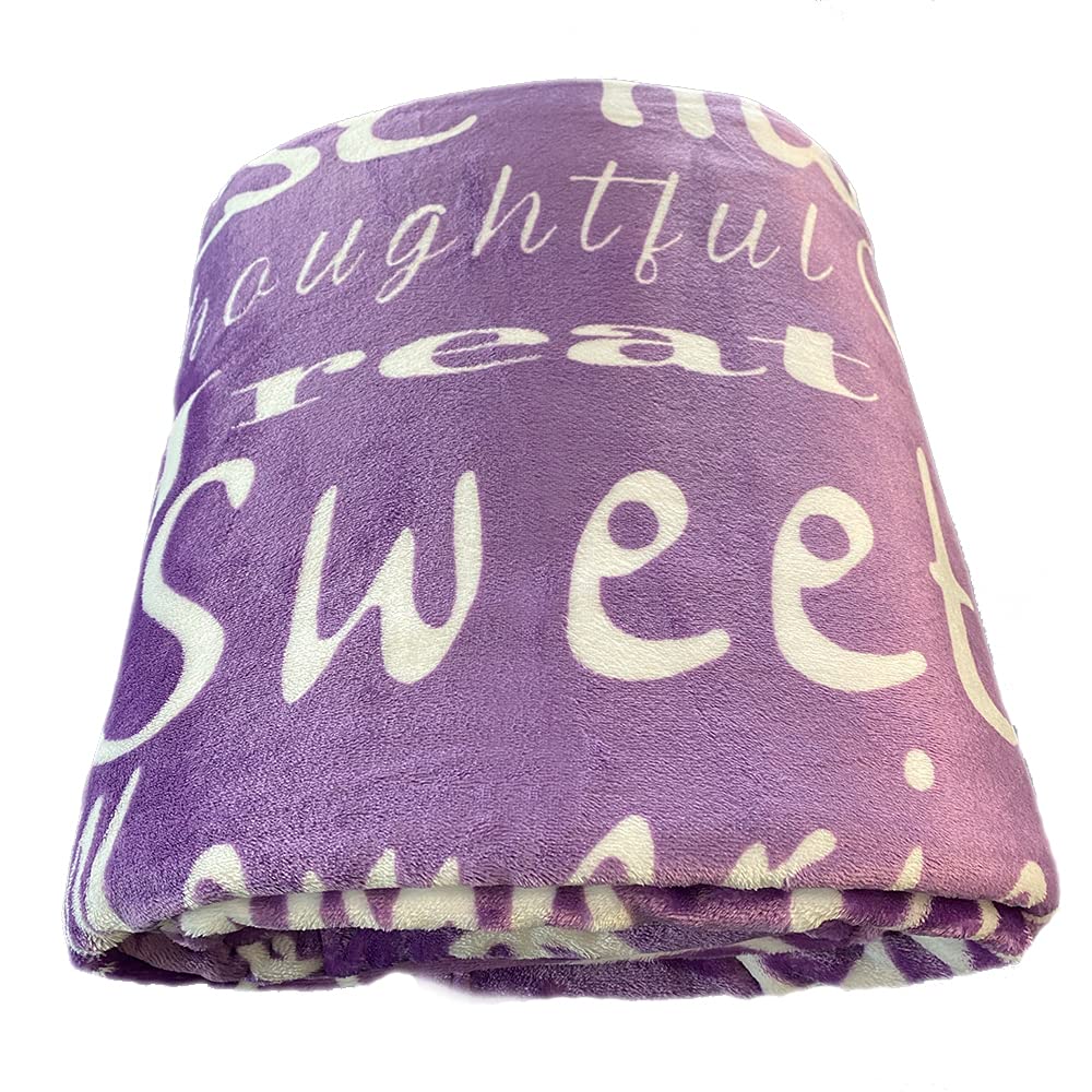 BlankieGram Soft & Cozy Grandmother Throw Blanket - Perfect Gift for Grandma, Women & Family - Luxurious Purple Fleece Blanket for Cuddling, Sofa Lounging & Bedroom Decor