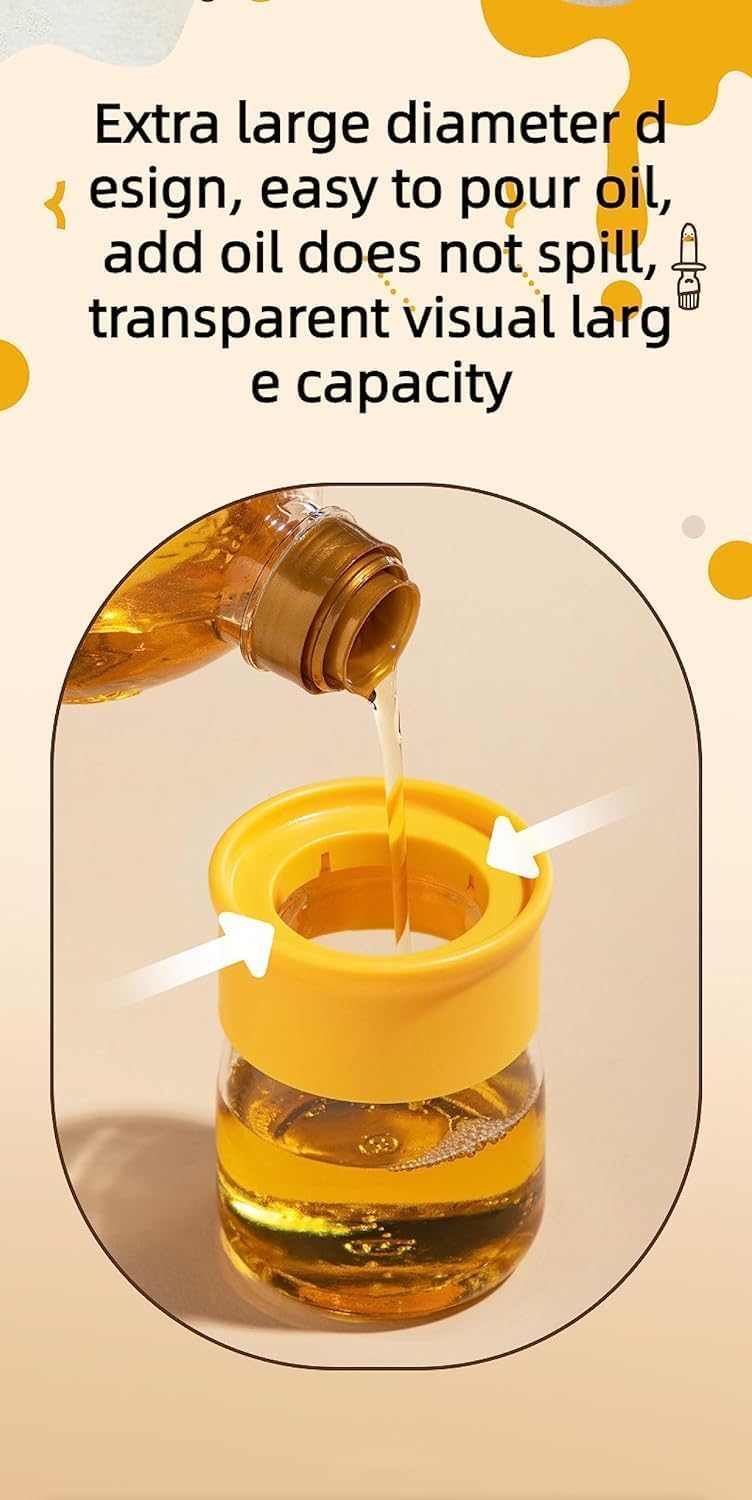 TPJ Mart 200ML Leakproof Oil Dispenser Bottle with Silicone Brush - Transparent Kitchen Jar for Cooking, Baking, BBQ & Salad Dressing | Multi-Purpose Oil Container with Brush for Olive Oil, Vinegar & Dressings (Yellow) - Perfect for Home Kitchens, Restaurants & Outdoor Grilling