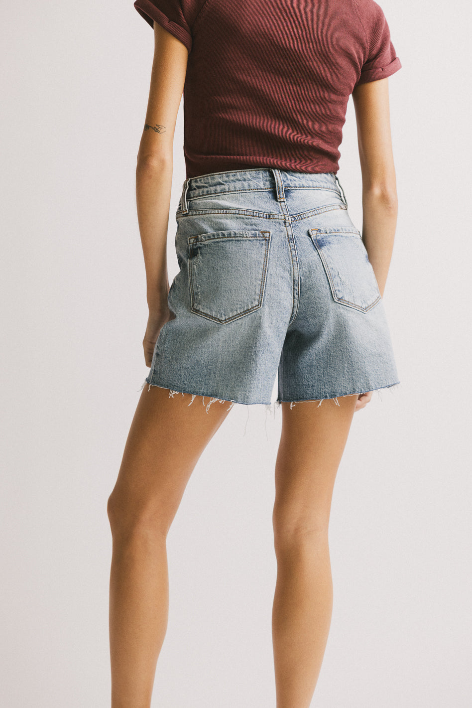 Ariel Distressed Denim Shorts for Women - High Waisted Ripped Jean Shorts with Stretch, Comfortable Summer Casual Shorts for Outfits, Beach, Travel and Streetwear