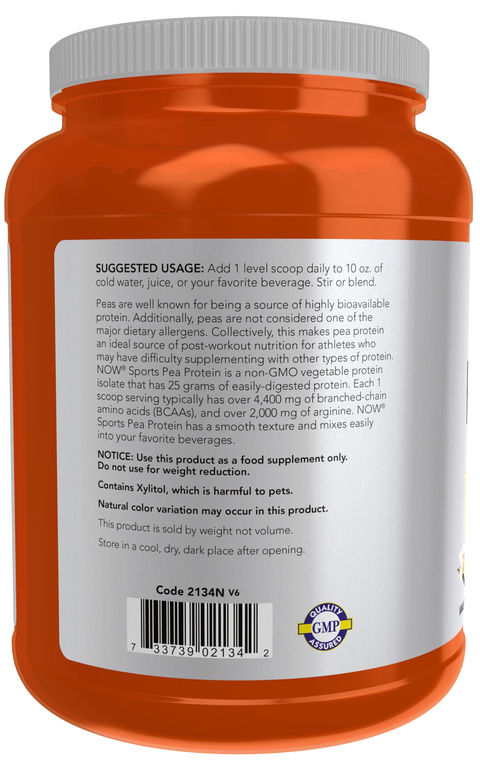 NOW Foods Sports Nutrition Pea Protein Powder 25g with BCAAs - Easy Digest Vanilla Toffee Flavor, 2 lb for Muscle Recovery & Post-Workout Shakes
